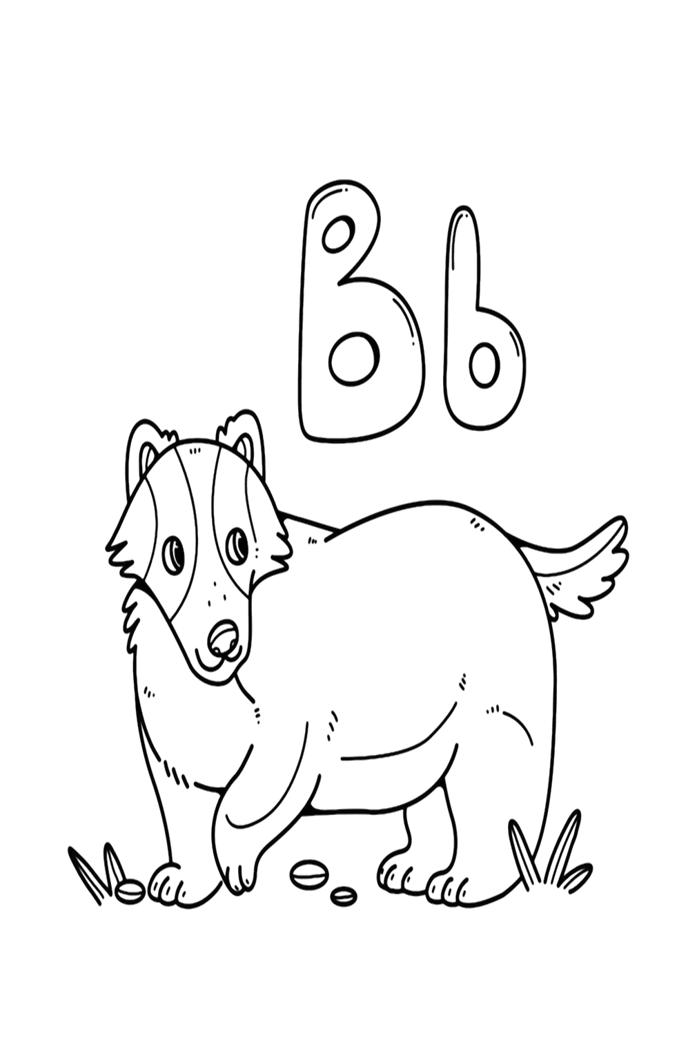 Буква B для раскраски барсука от Badger