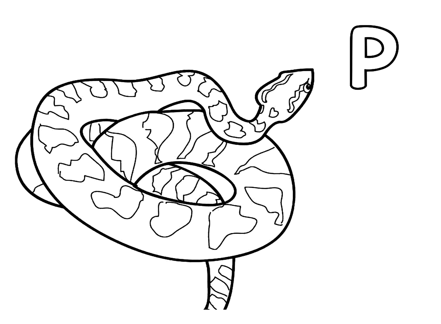 Letra P para Python Página para colorear de Python