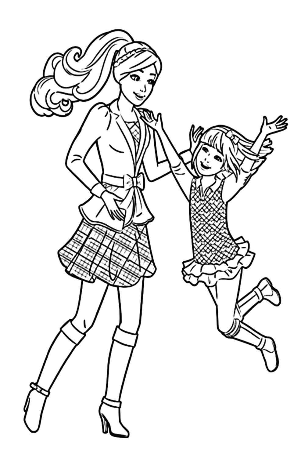 Little Barbie On Sisters Day Coloring Page