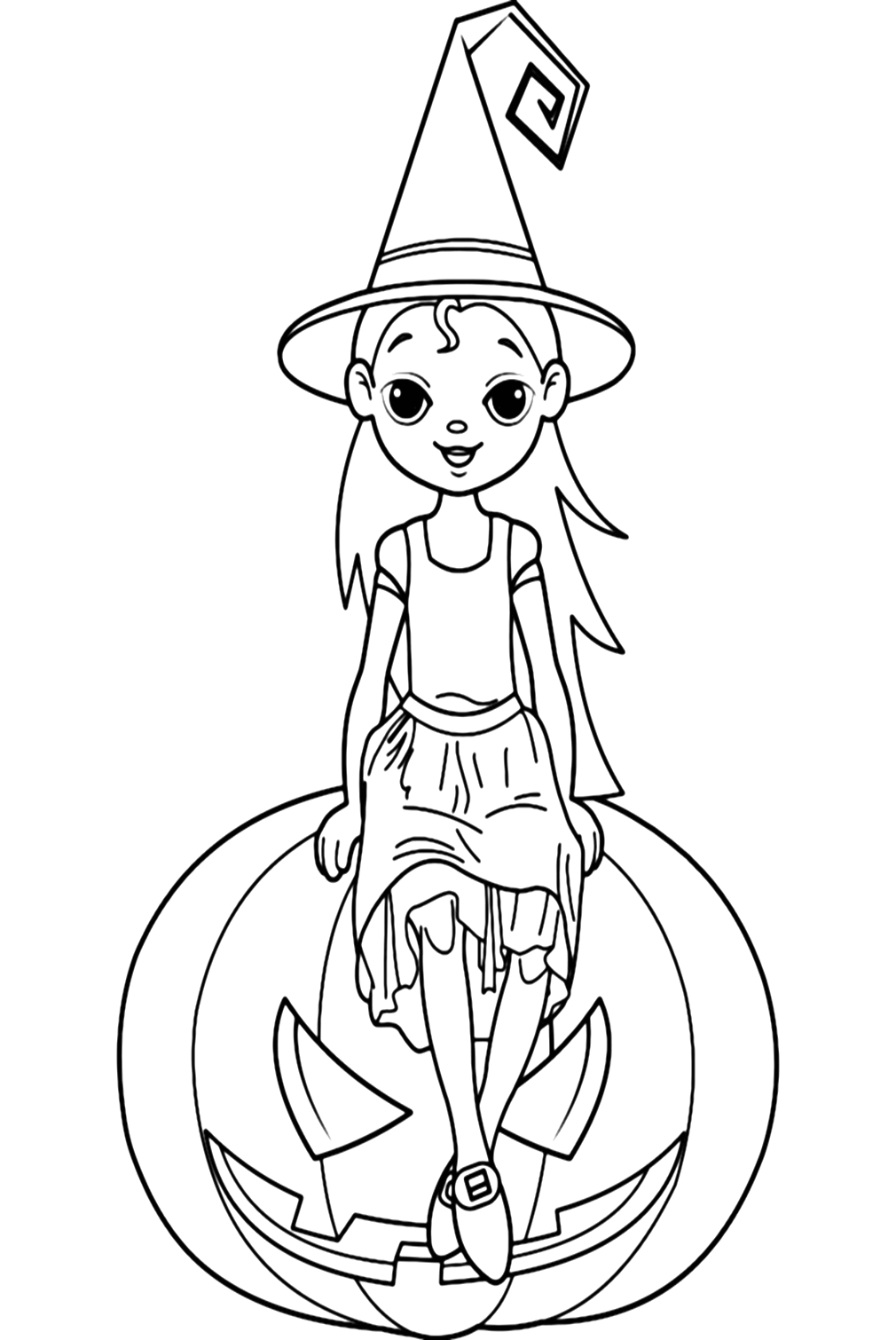 Little Halloween Witch Hat Coloring Page