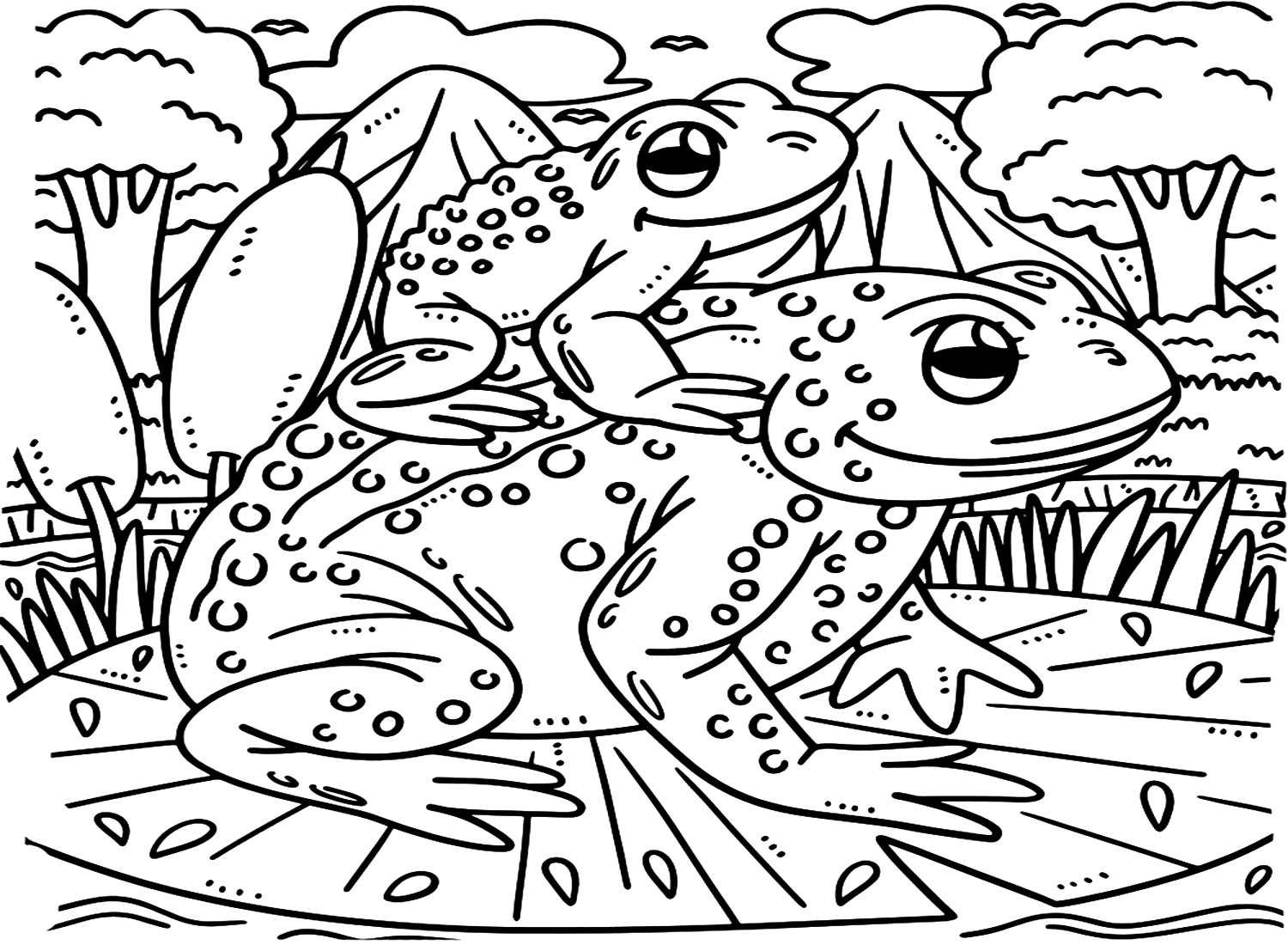 Pagina da colorare di mamma e bambino di Cane Toad da Cane Toad