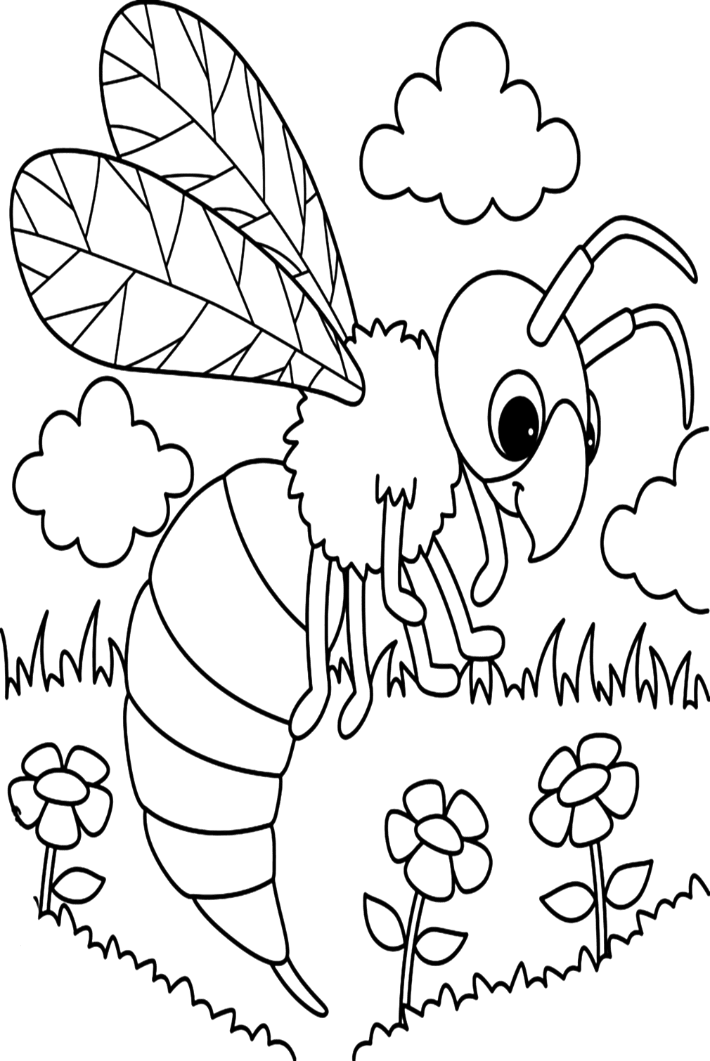 Paper Wasp Coloring Page from Wasp
