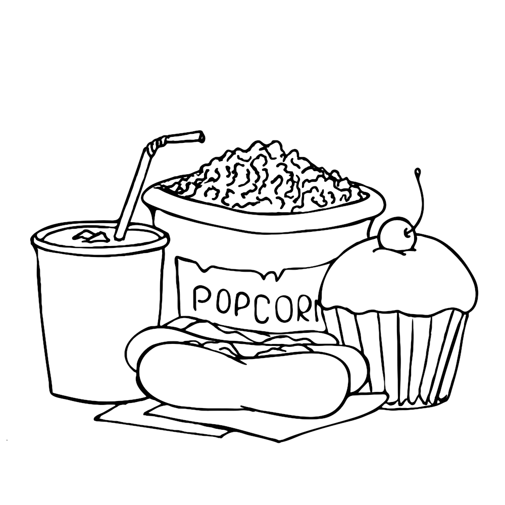 Цветная страница попкорна от Popcorn
