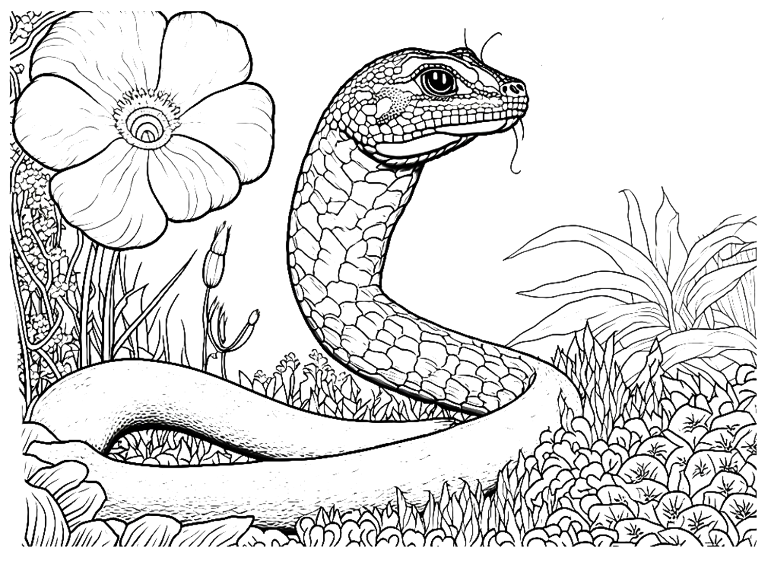 Python-kleurplaat voor volwassenen van Python