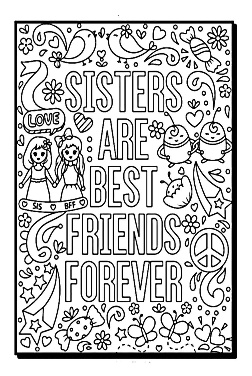 Quote On Sisters Day Coloring Page