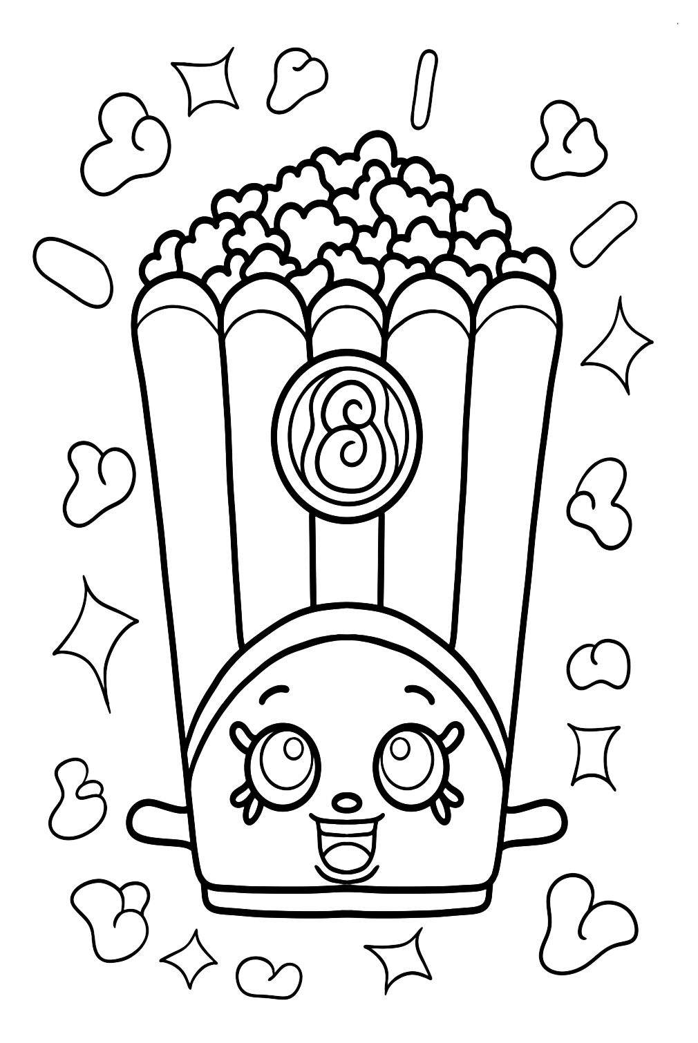 Dibujos para colorear de palomitas de maíz de Shopkins de Popcorn