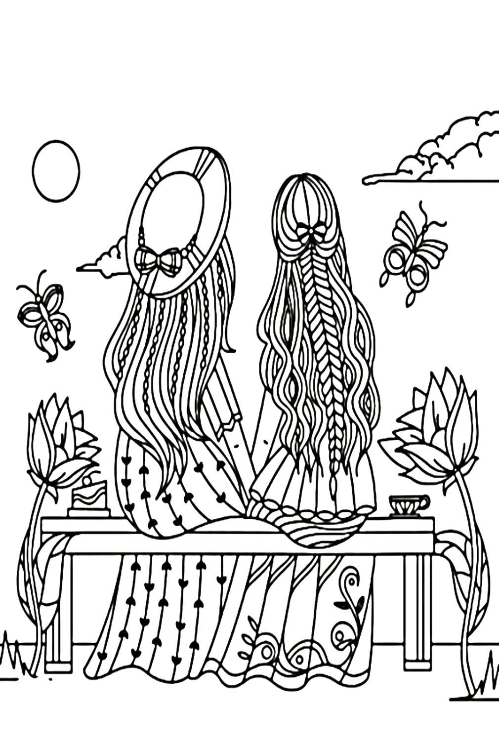 Sisters Day Coloring Sheet For Adults