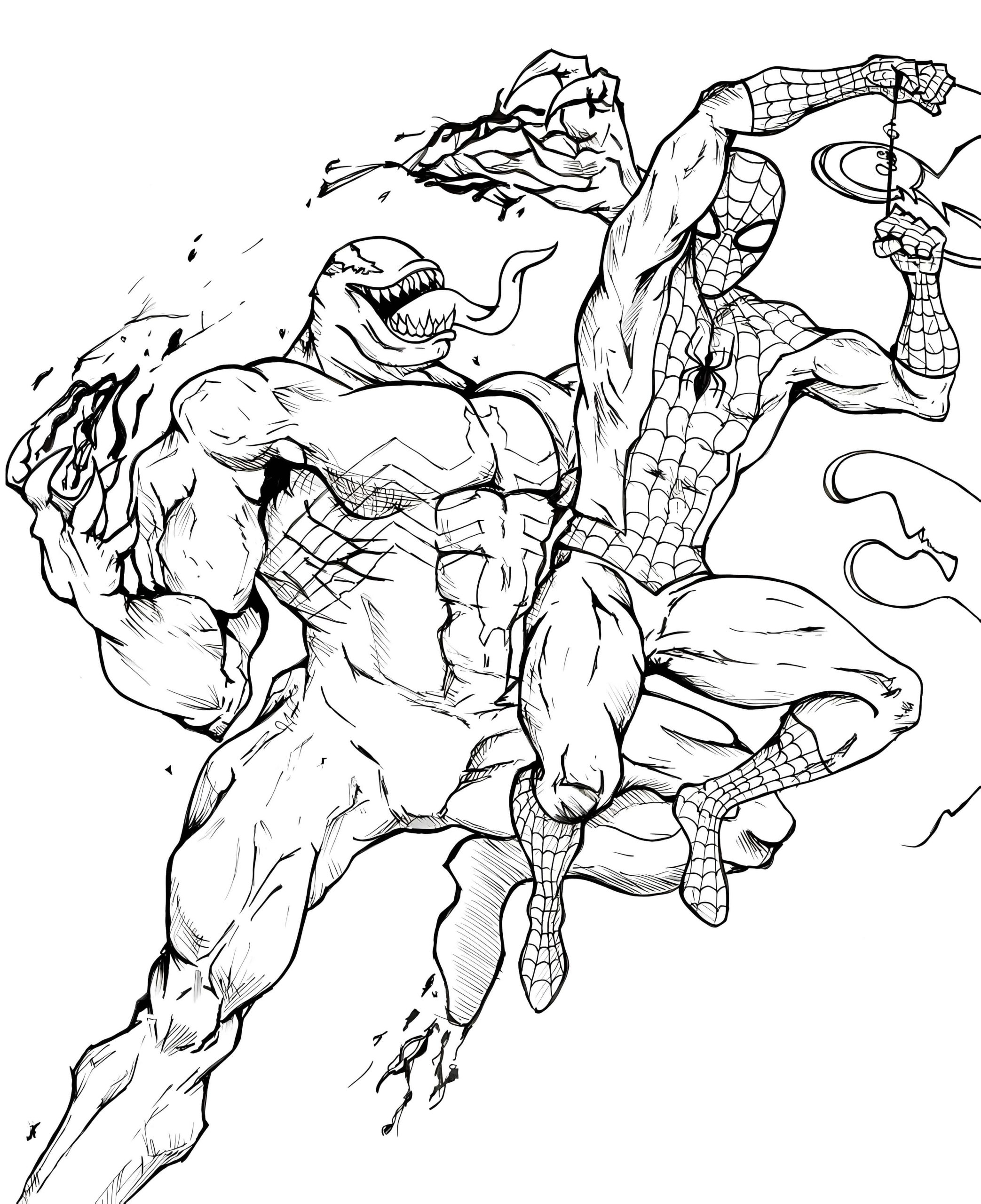 Spiderman vs Venom Coloring Page
