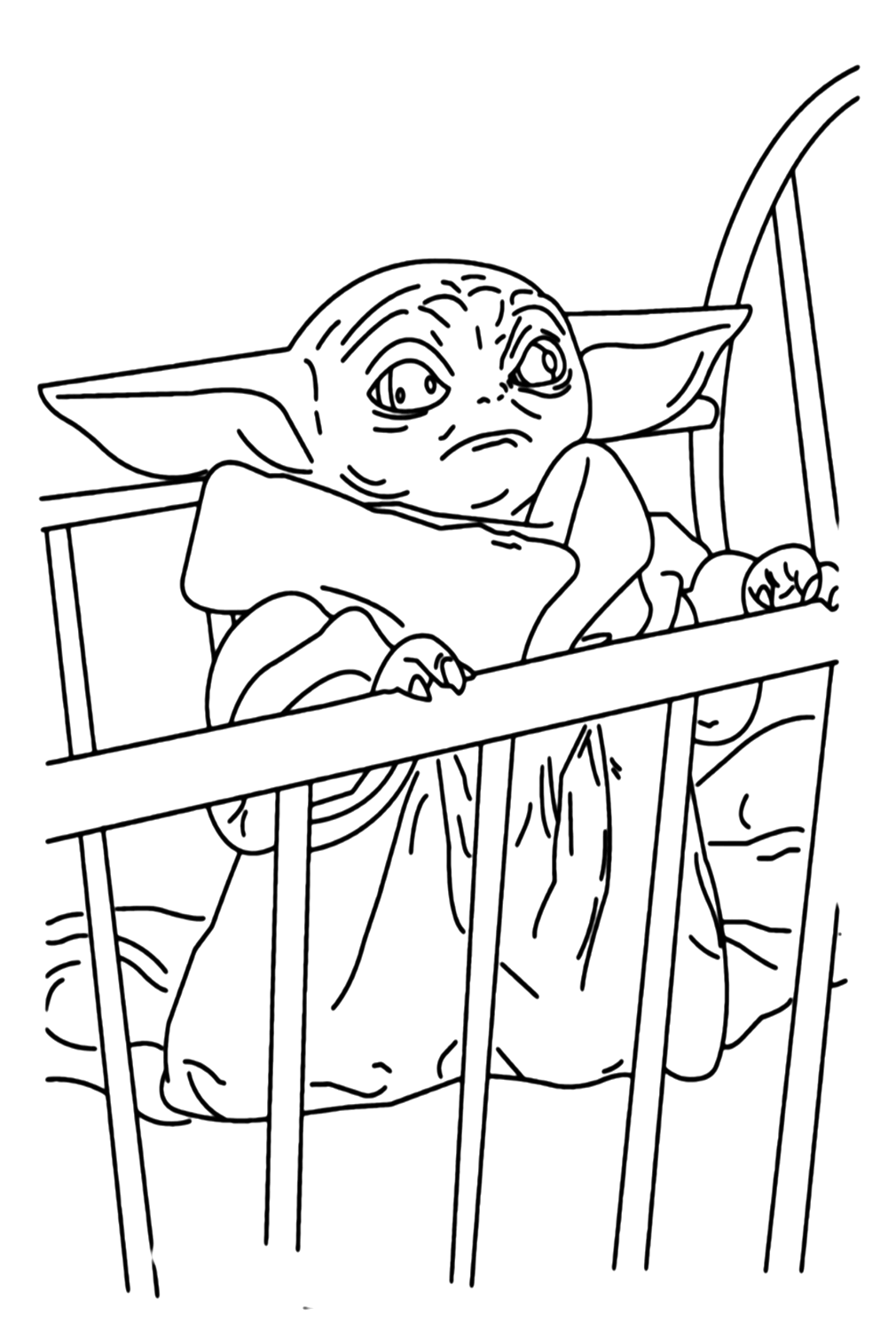 Baby Yoda in de wieg van Baby Yoda