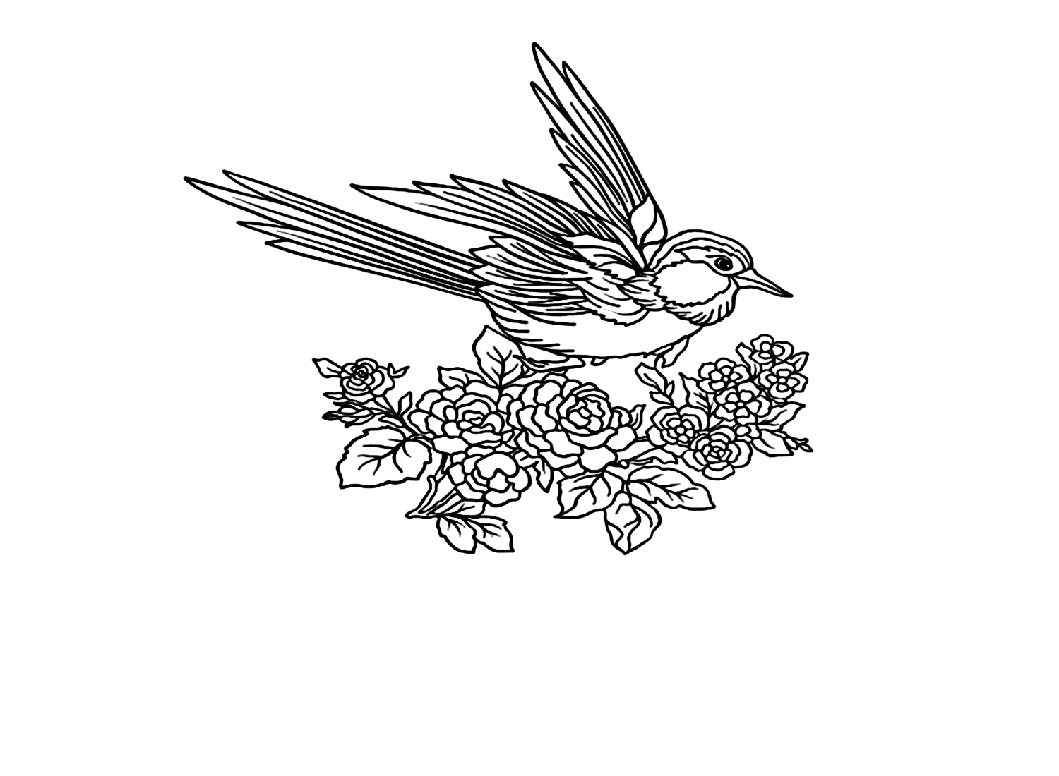 Página para colorear de golondrina en flor de golondrina