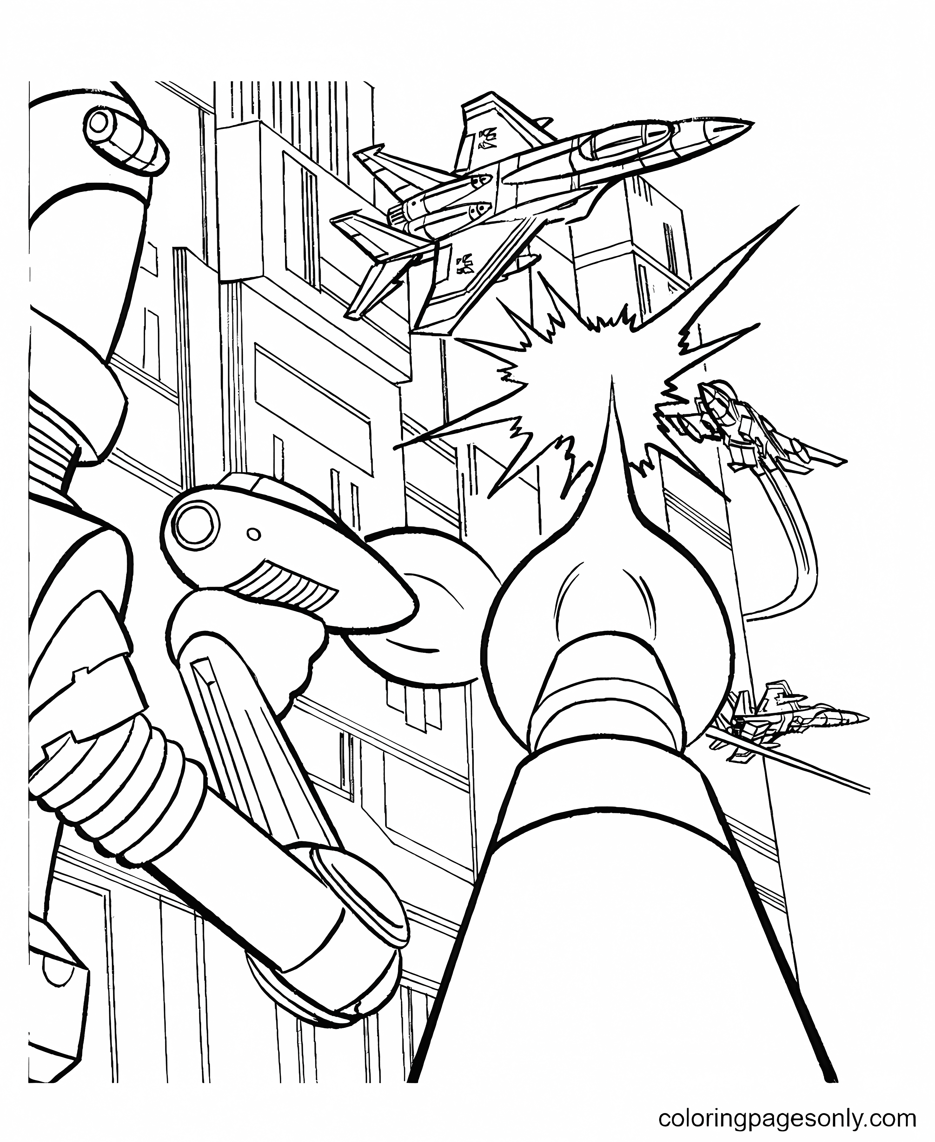 Transformers fight Coloring Pages