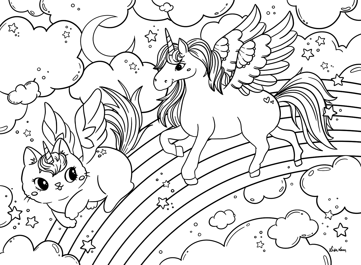Coloriages Licorne Chats
