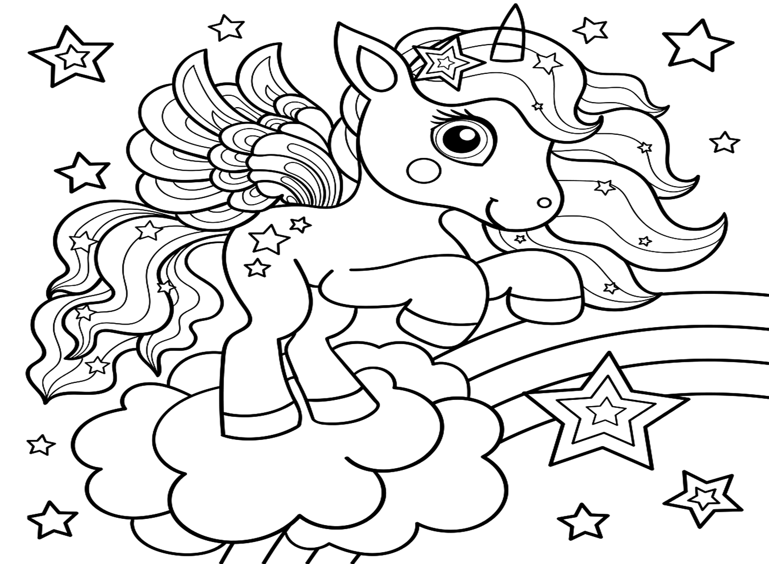 Hoja para colorear de unicornio de Unicornio