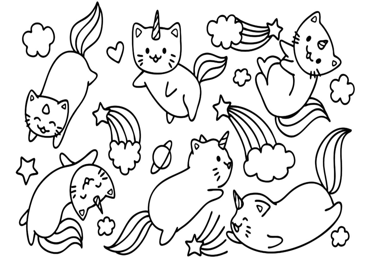 Folha para colorir Unicorn Kitty da Unicorn Cat