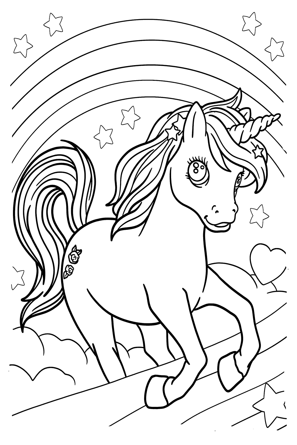 Dibujos para colorear de unicornio y arcoíris de Unicornio