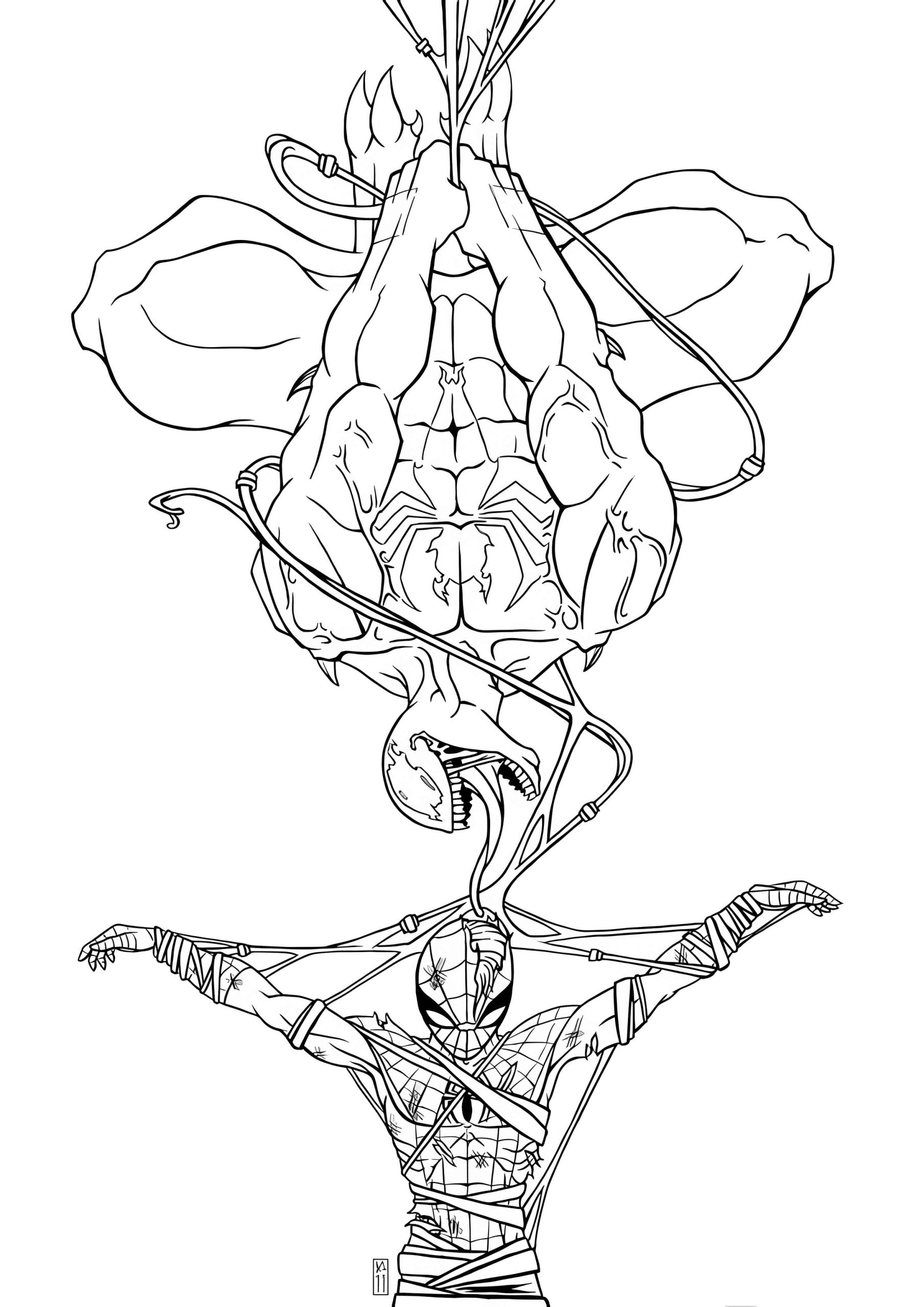 Venom avec Spiderman à colorier de Venom