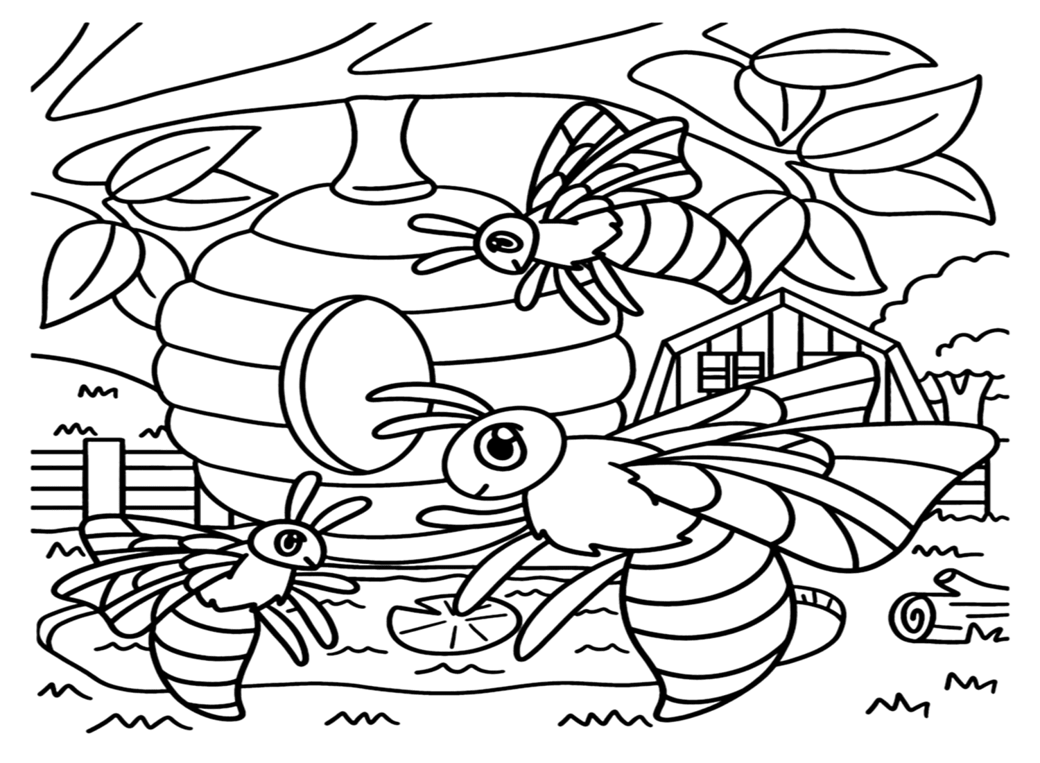 Wasp Nest Coloring Page from Wasp
