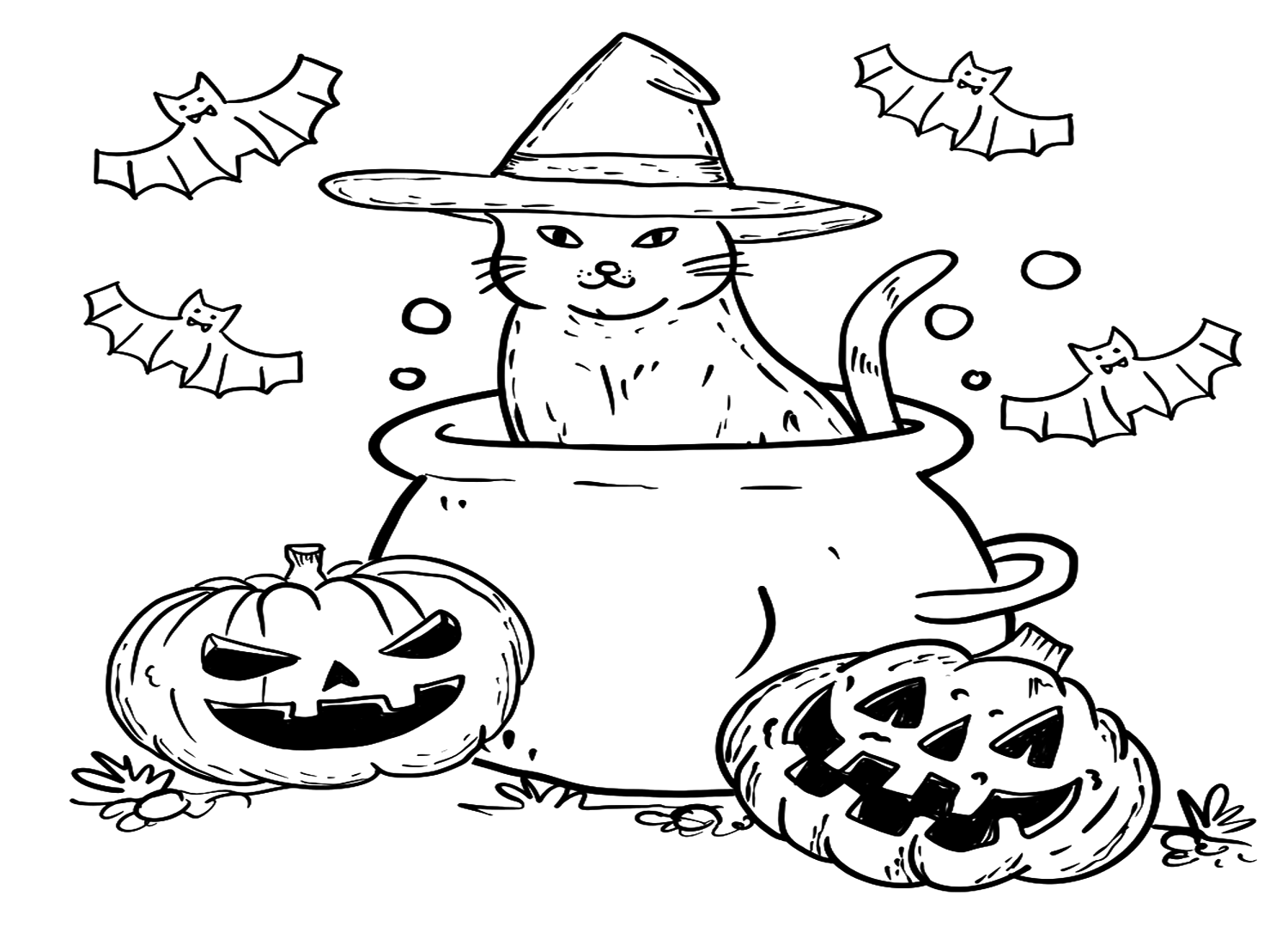 Witch Hat On Halloween Coloring Page