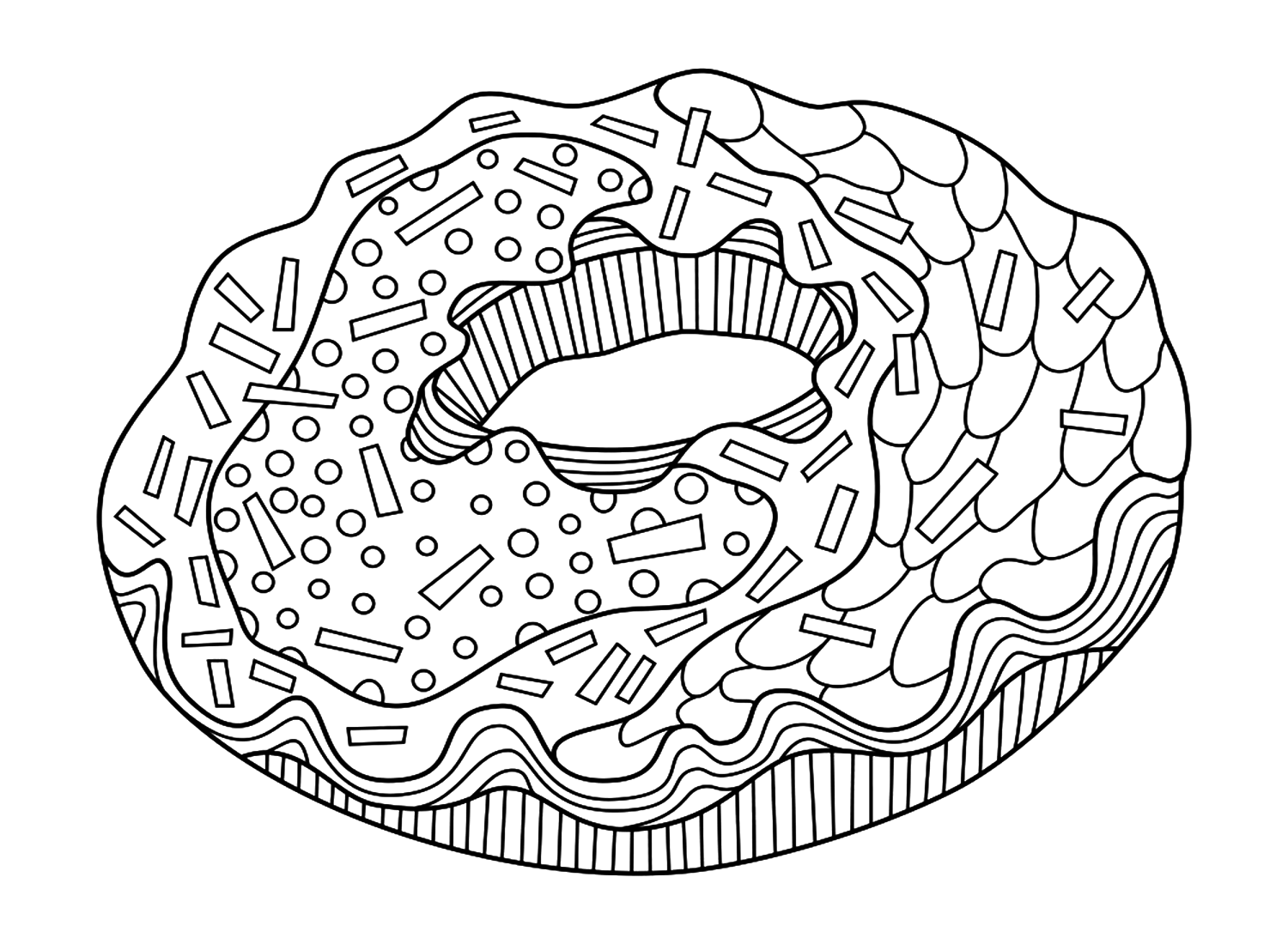 Zentangle Donut Coloring Page from Donut