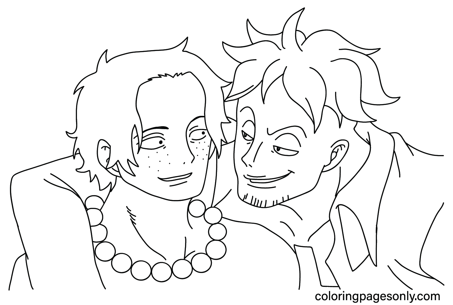 Ace and Marco Coloring Page Free from Portgas D. Ace