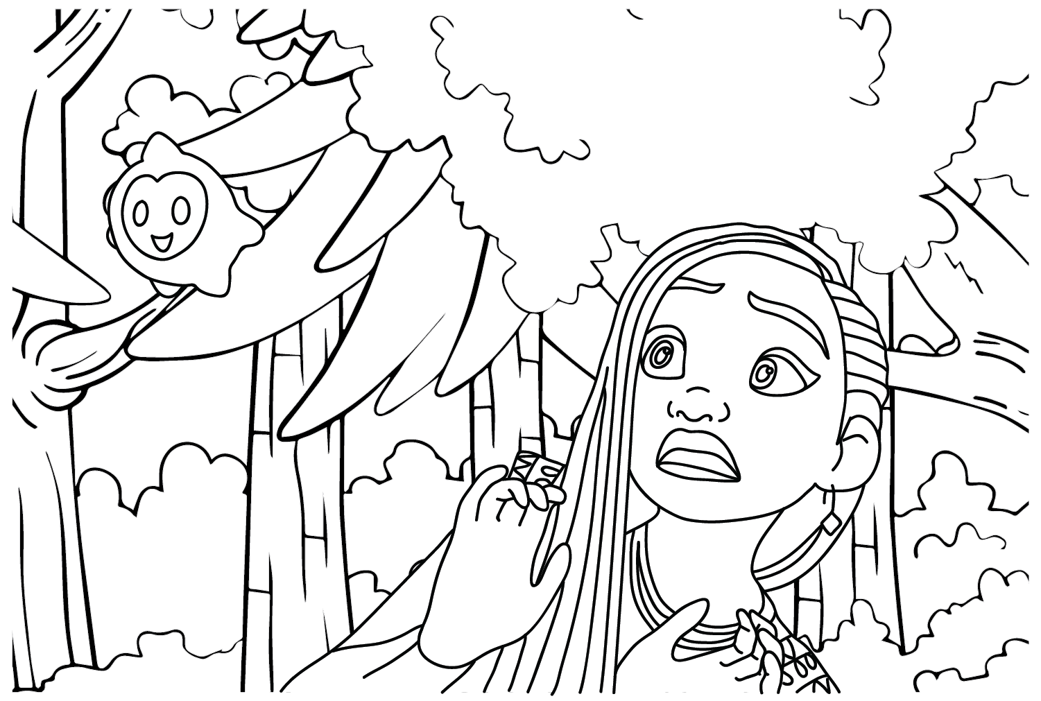 Asha and Star Coloring Page from Wish