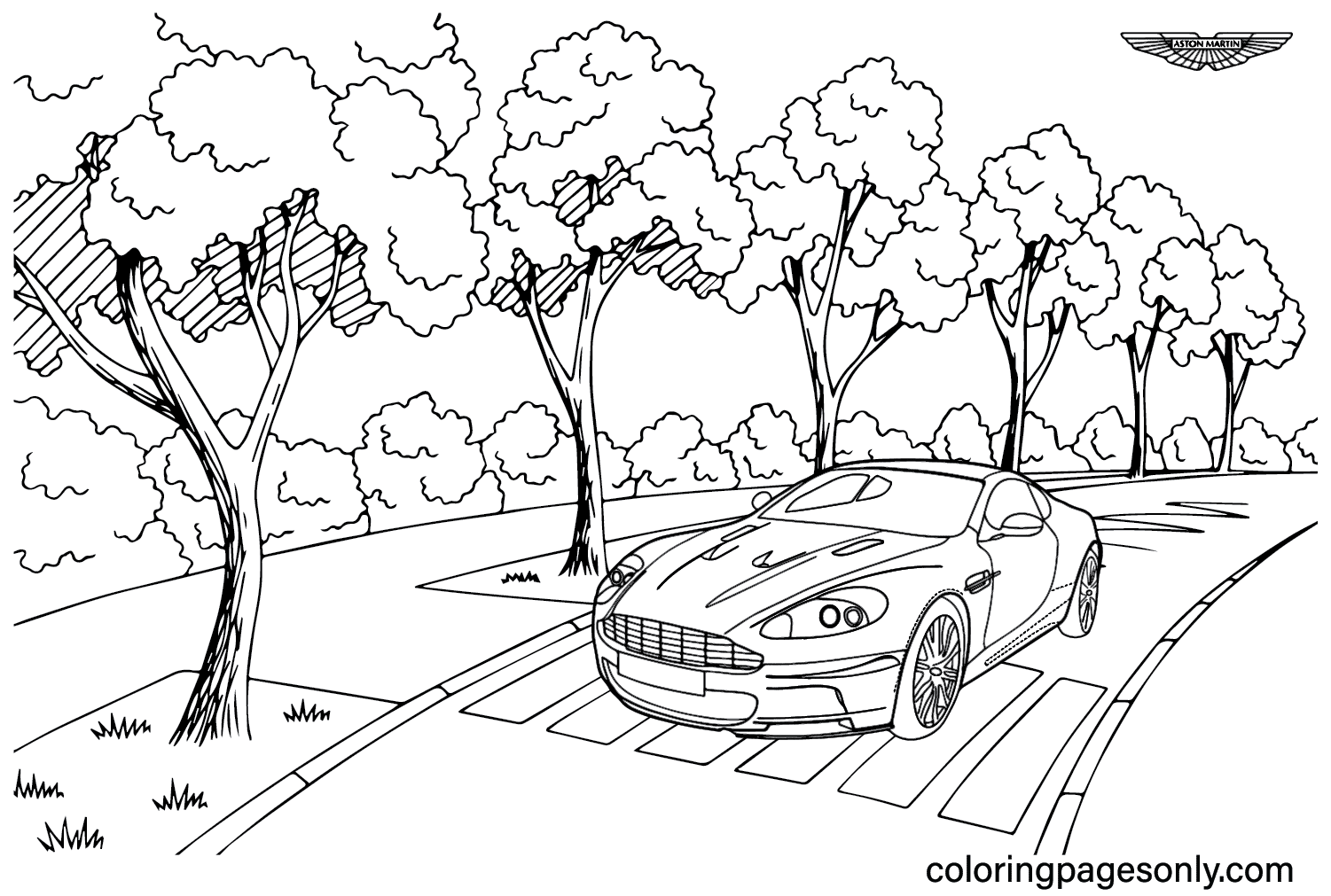 Aston Martin DBS V12 Coloring Page - Free Printable Coloring Pages
