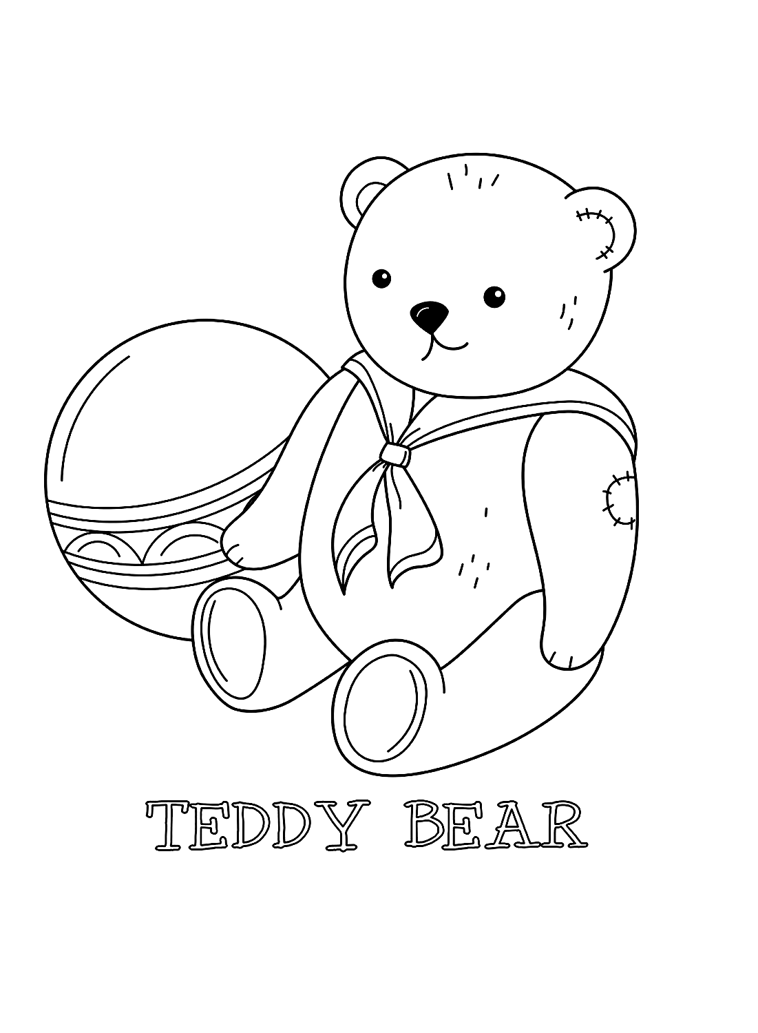 Ball en teddybeer kleurplaten van Teddy Bear