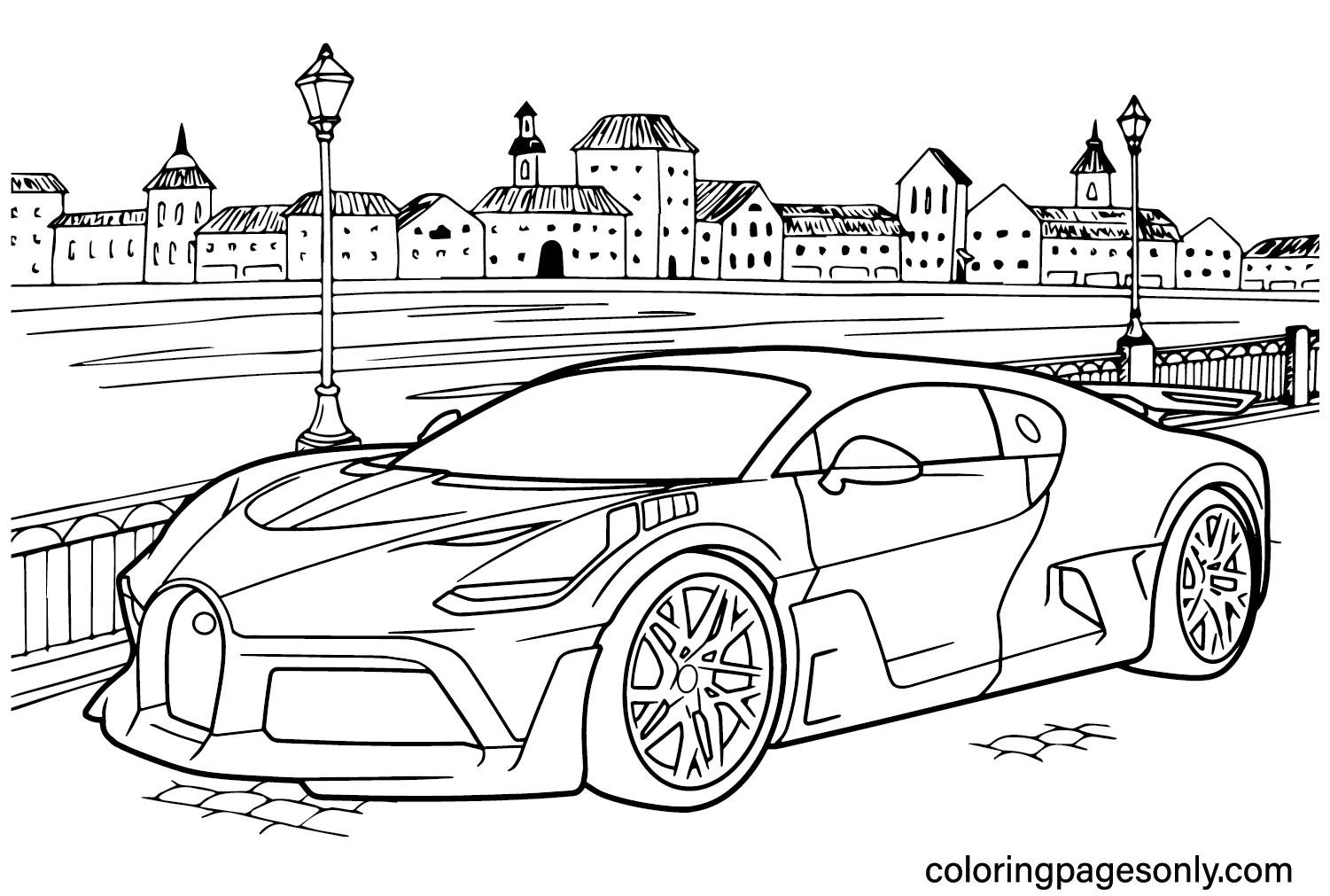 Bugatti Coloring Page PNG