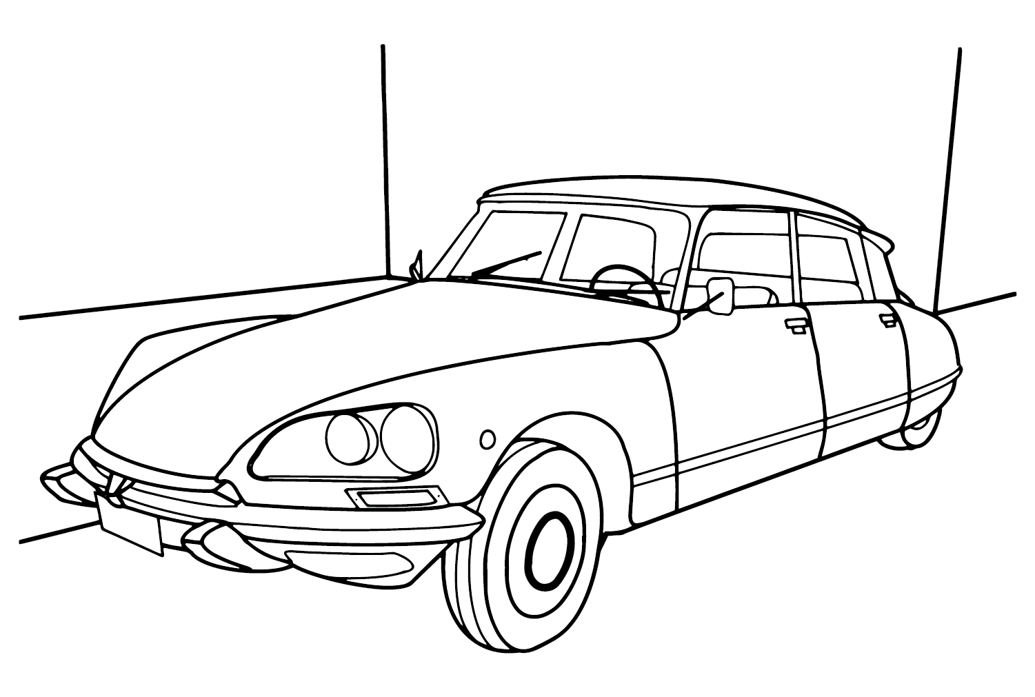 Citroen DS Coloring Page Free from Citroën