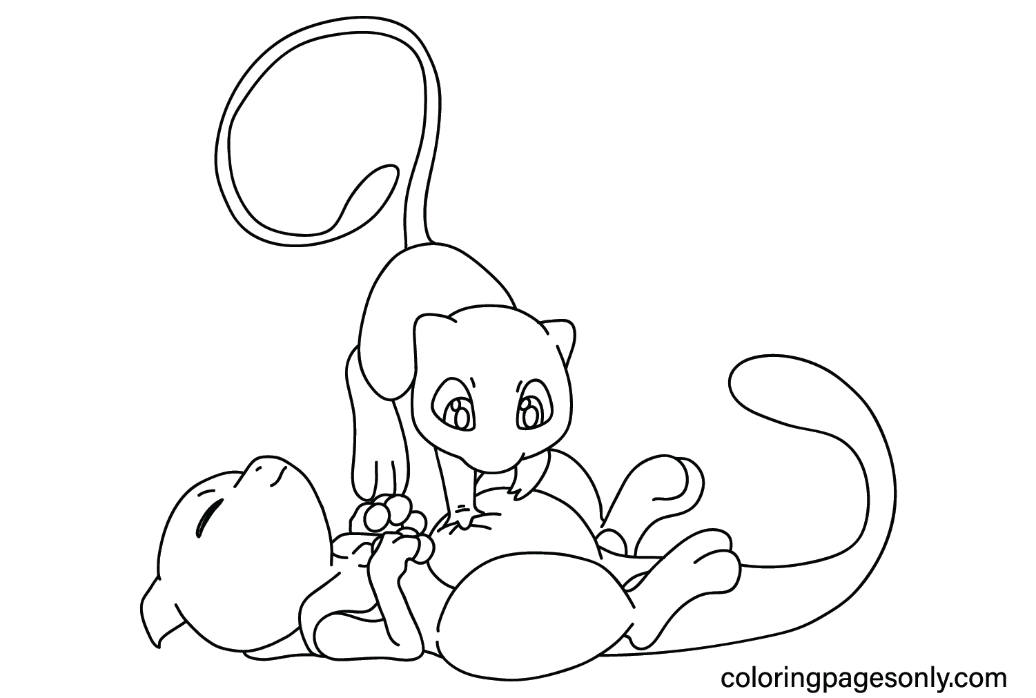Coloring Page Mewtwo and Mew from Mew