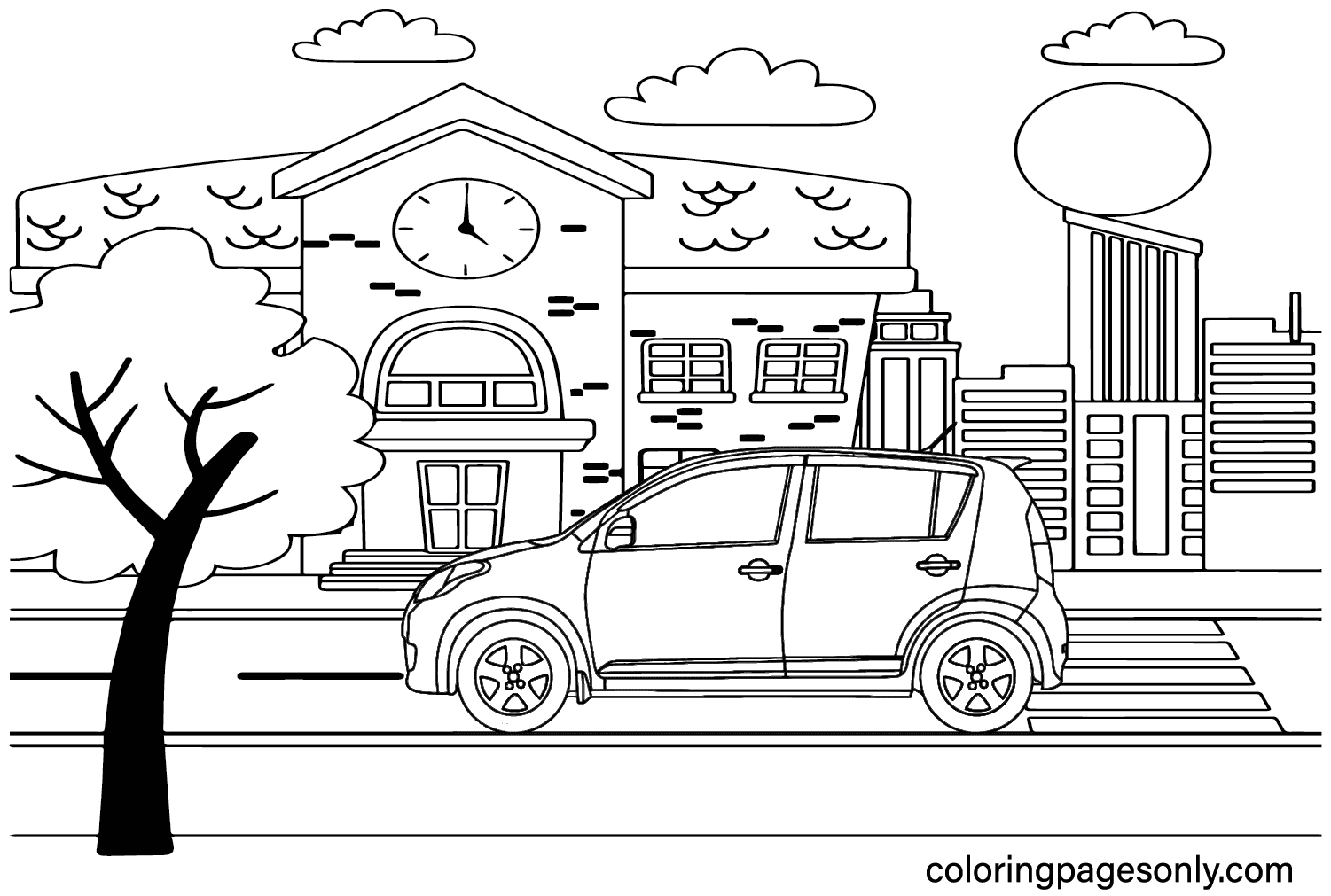 Coloring Page Perodua Myvi Hatchback - Free Printable Coloring Pages