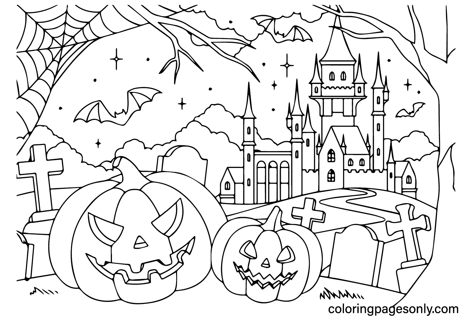 Coloring Page Scary Halloween