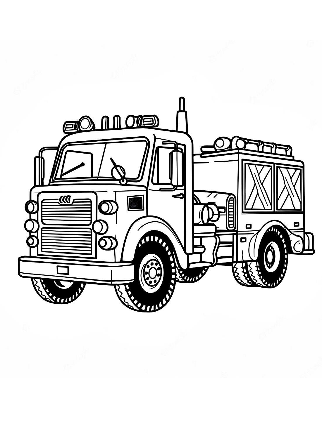 Kleurplaten brandweerwagen van Fire Truck