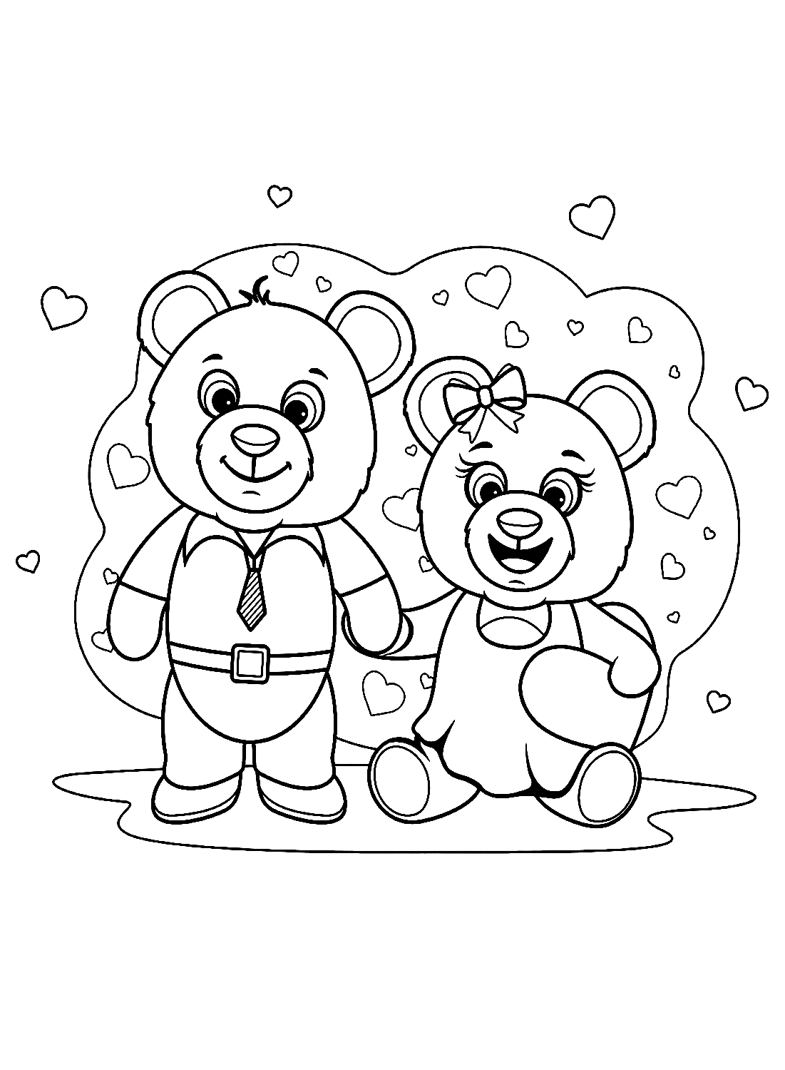Colorear pareja de ositos de peluche de Teddy Bear