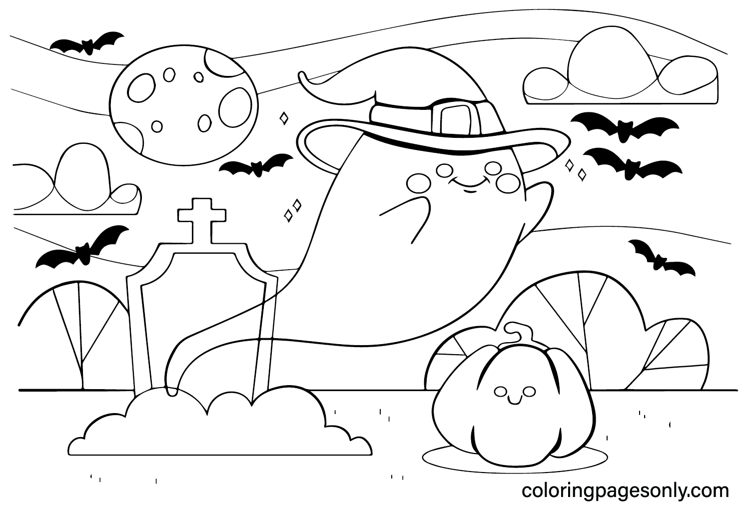 Cute Halloween Coloring Page to Print