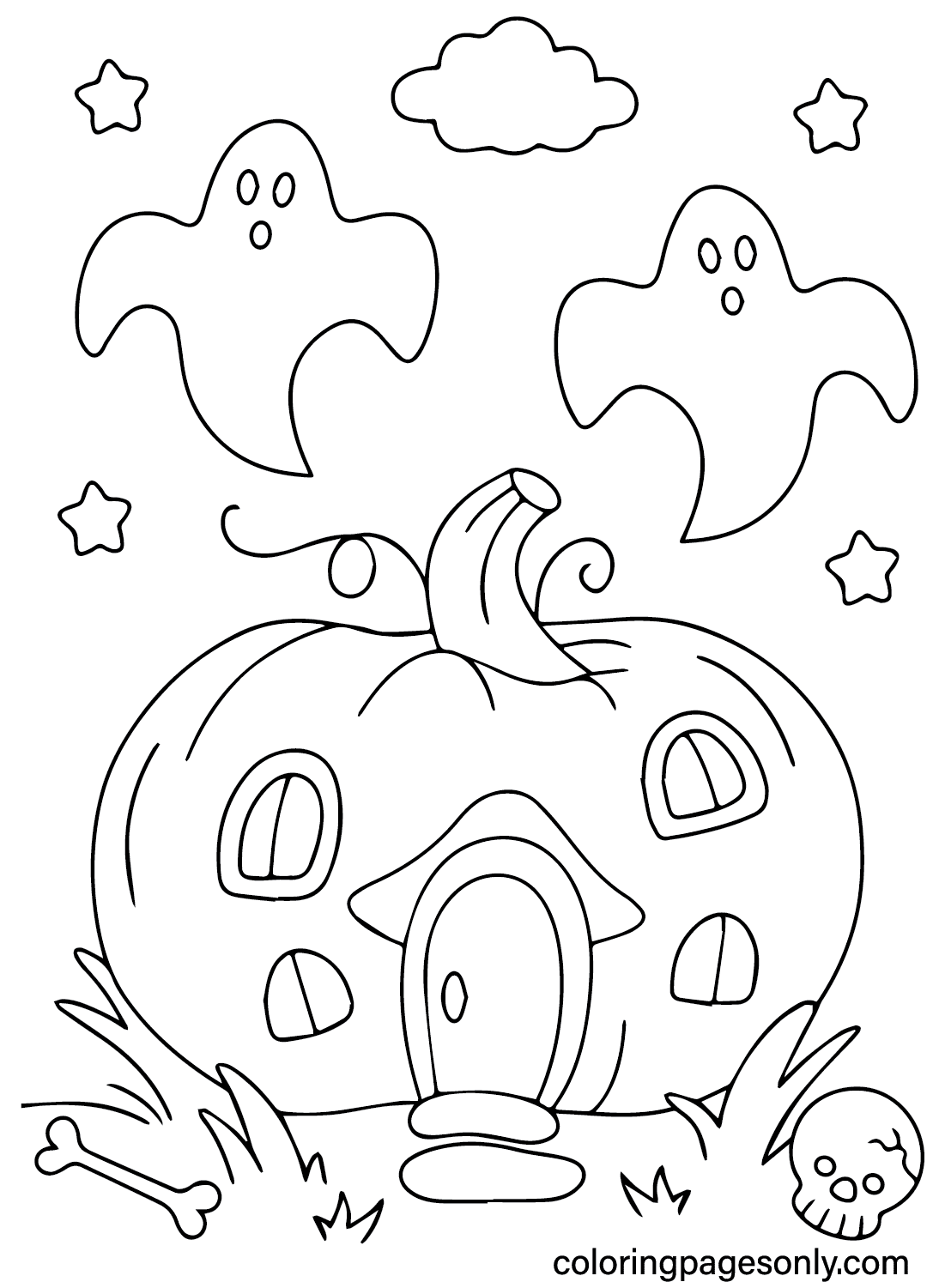 Cute Printable Halloween Coloring Page - Free Printable Coloring Pages