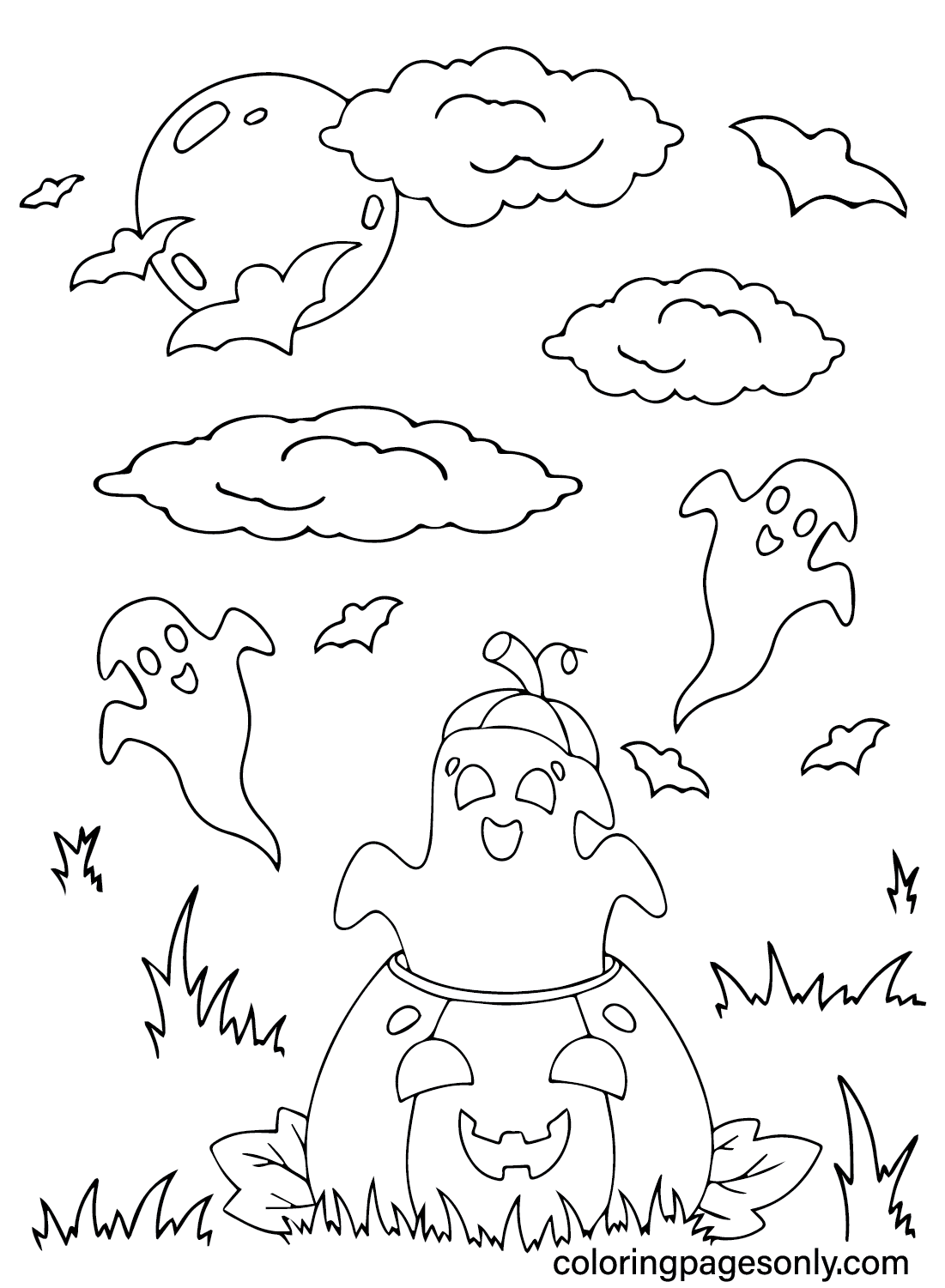 Cute Halloween Coloring Sheet for Kids