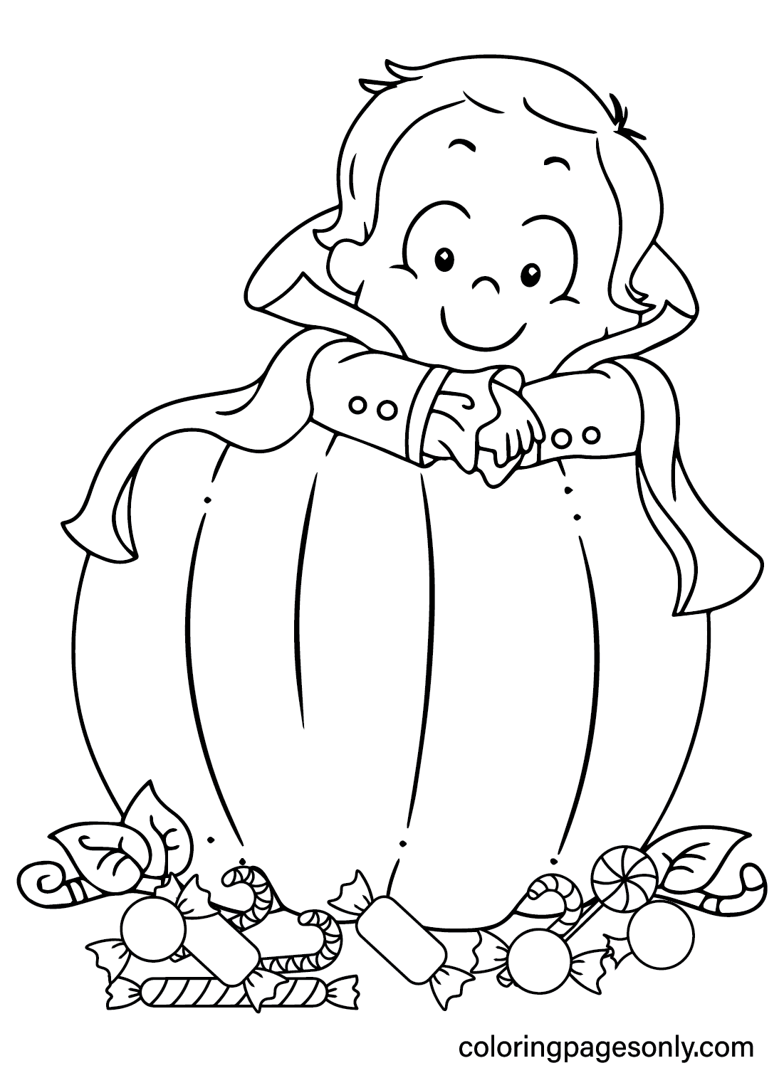 Jolie image d'Halloween à colorier de Cute Halloween