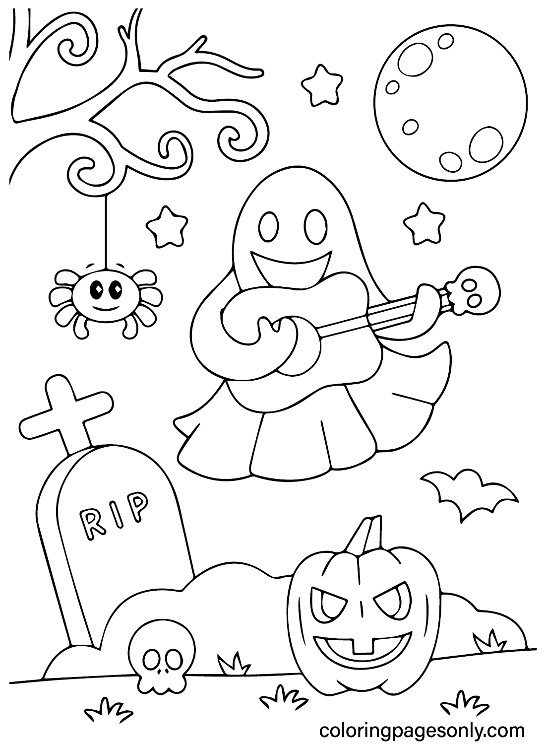 Cute Happy Halloween Coloring Page - Free Printable Coloring Pages