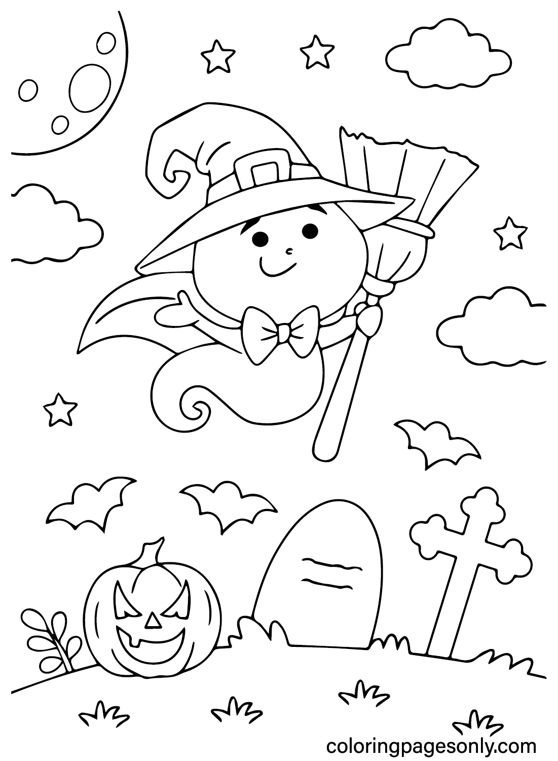 صفحة تلوين الهالوين اللطيفة القابلة للطباعة من Cute Halloween