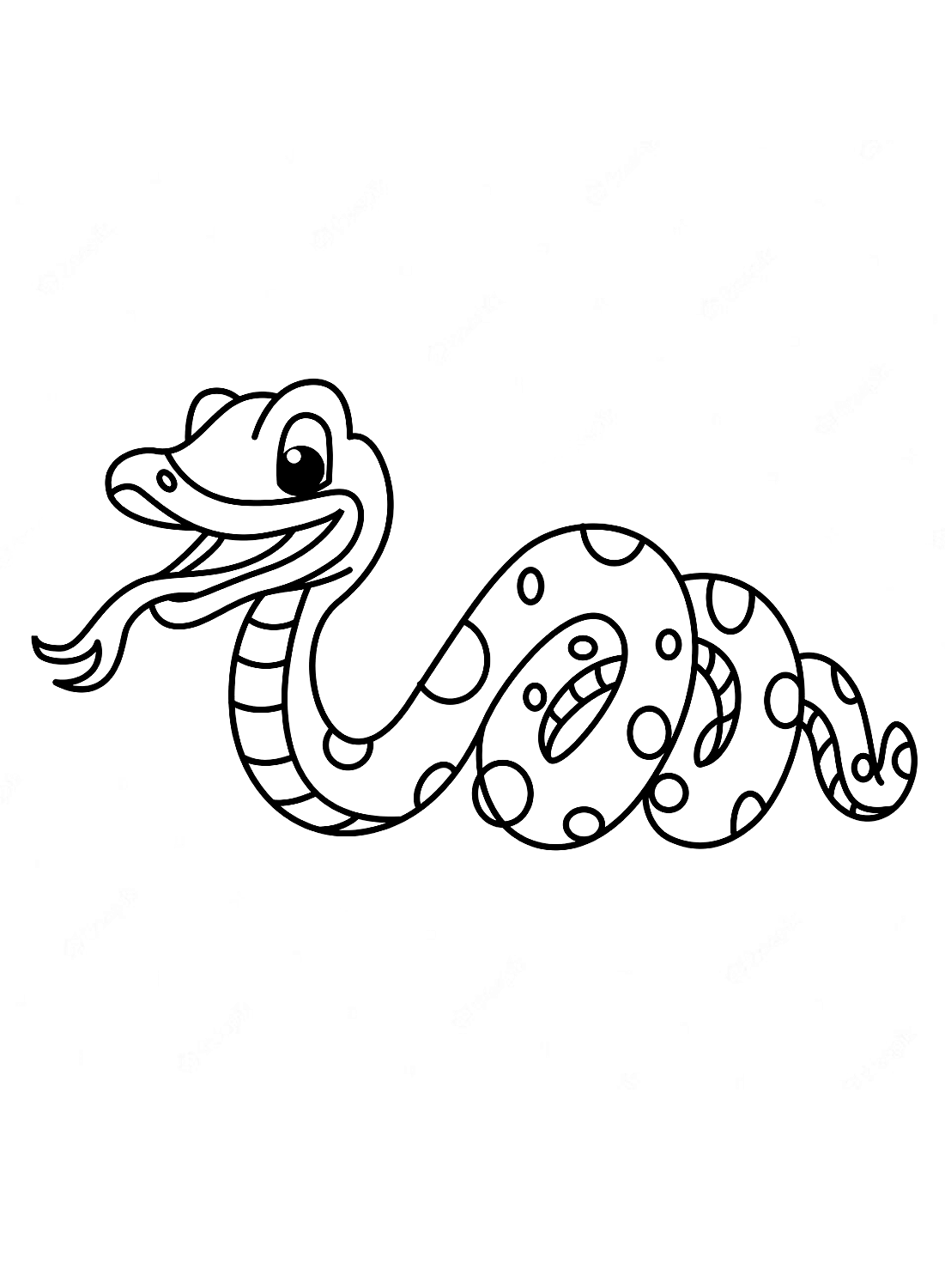 Página para colorir de cobra fofa de Snake