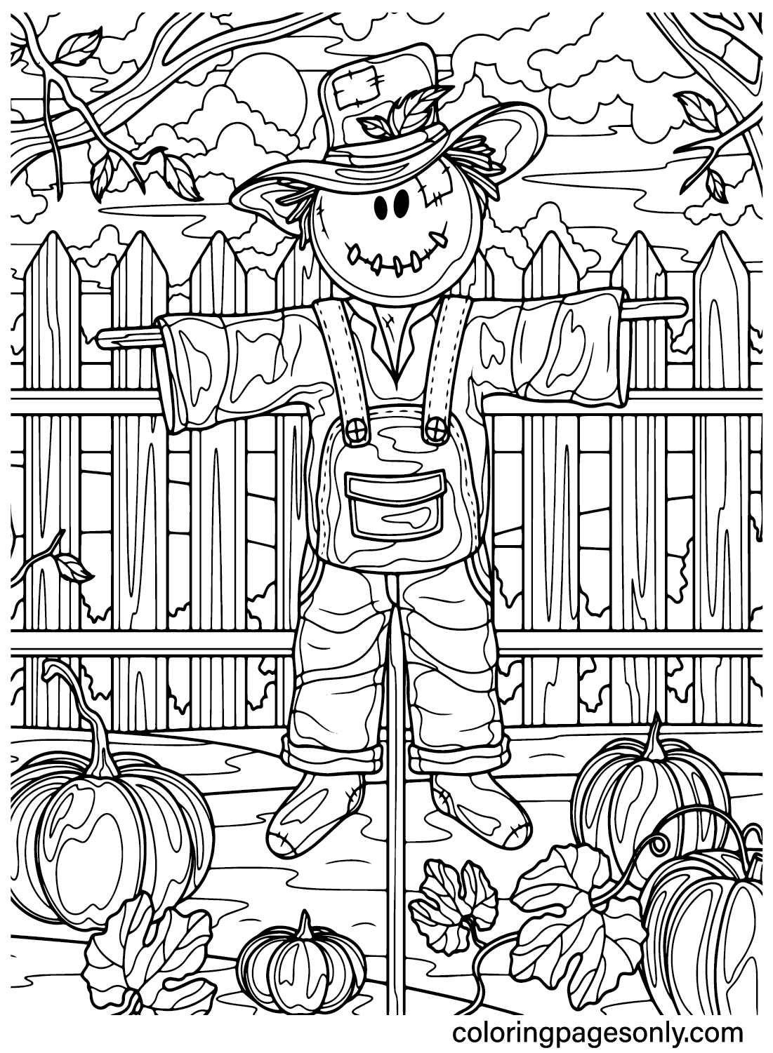 Drawing Scarecrow Coloring Page