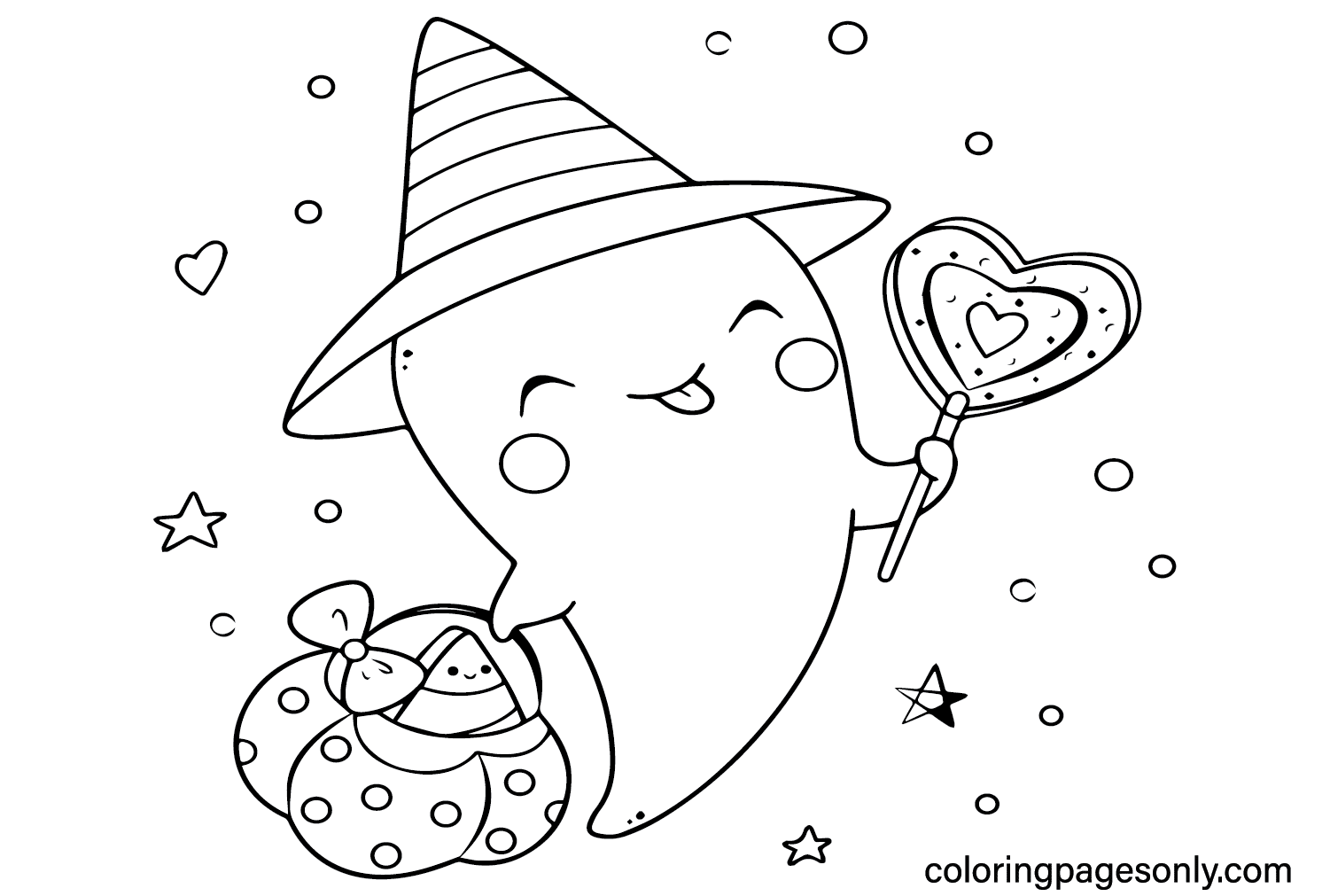 Easy Cute Halloween Coloring Page