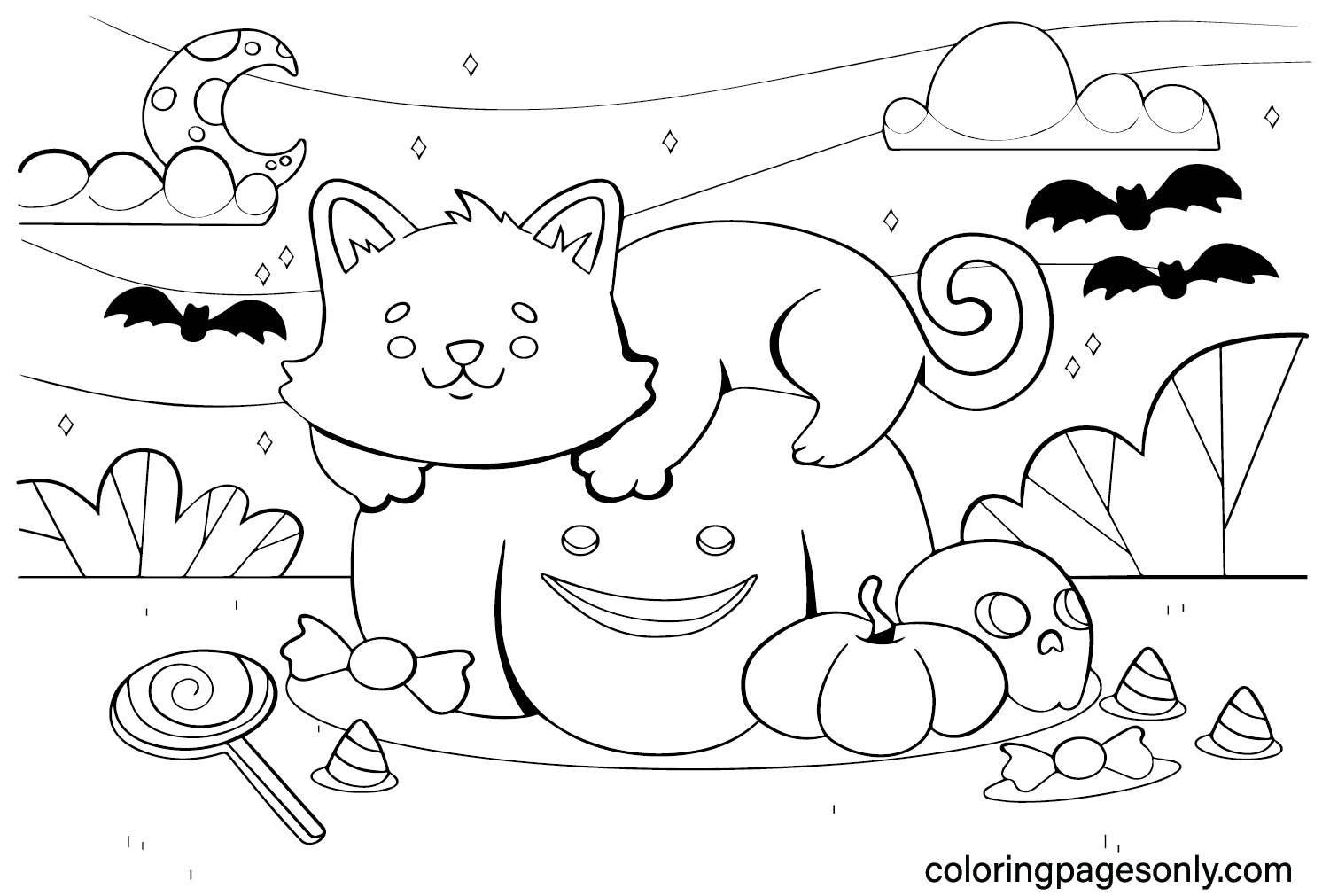Free Cute Halloween Coloring Page from Cute Halloween