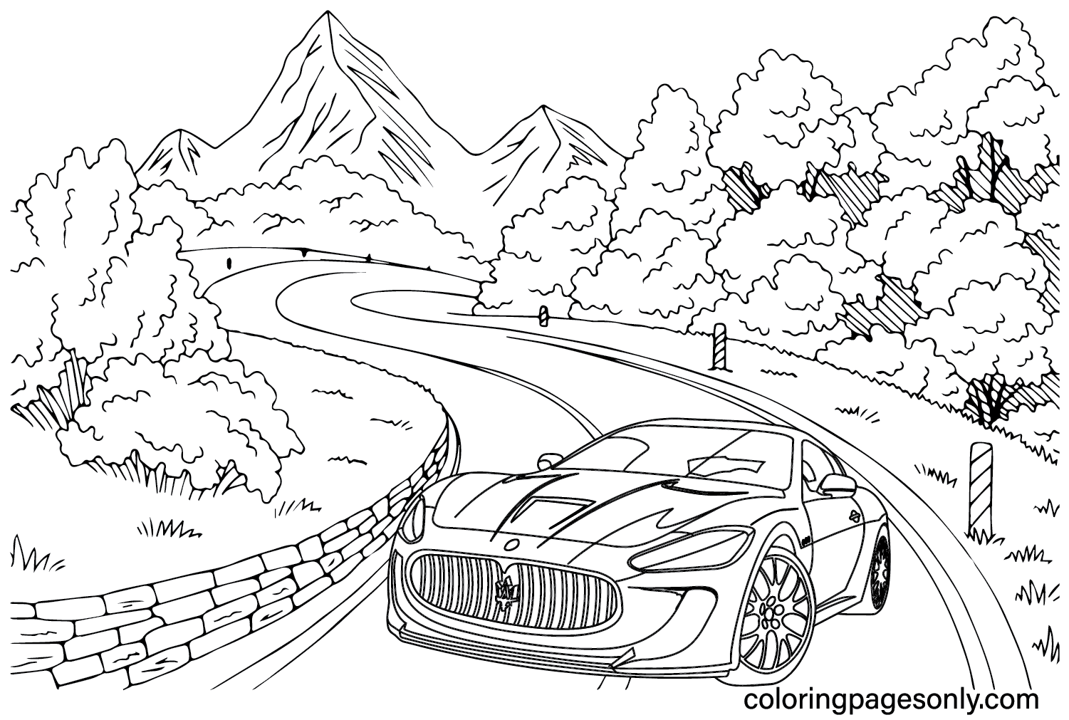 Free Maserati Ghibli Coloring Page from Maserati