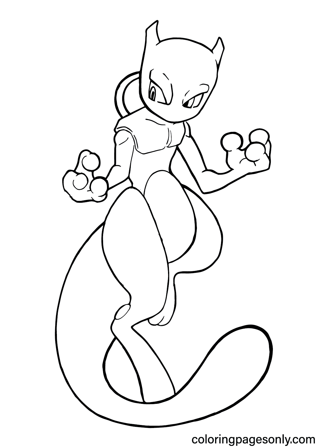 Free Mewtwo Coloring Page from Mewtwo
