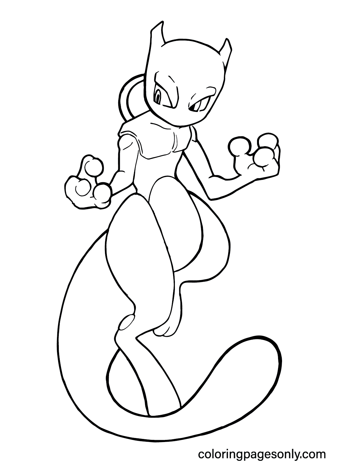 Coloriage Mewtwo gratuit de Mewtwo