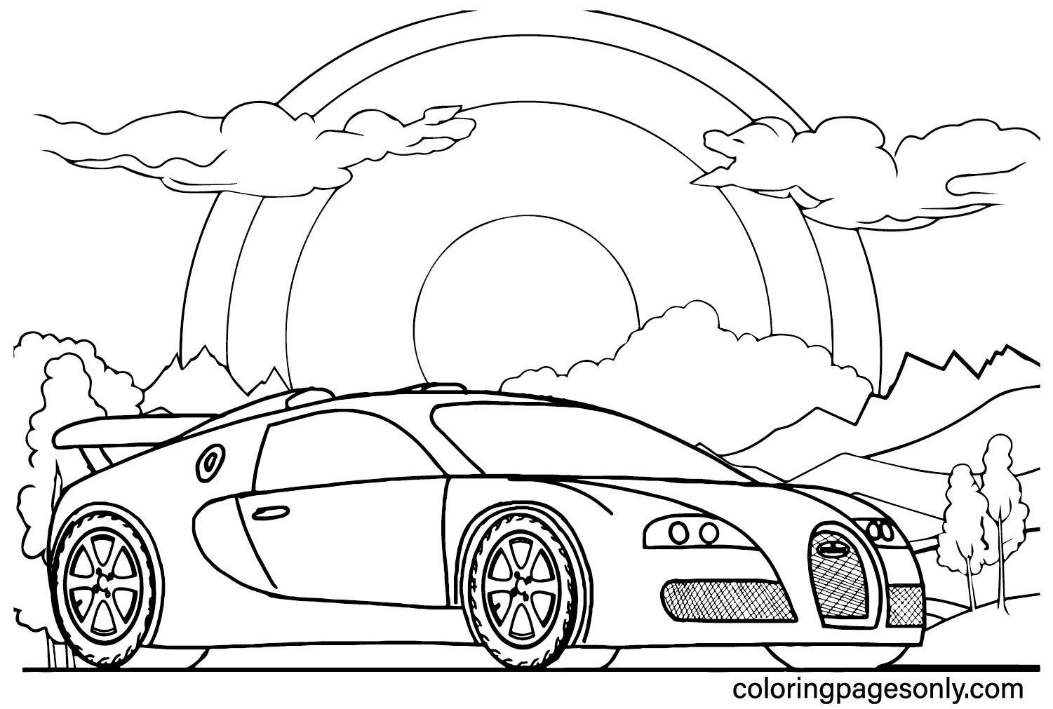 Free Printable Bugatti Car Coloring Page from Bugatti