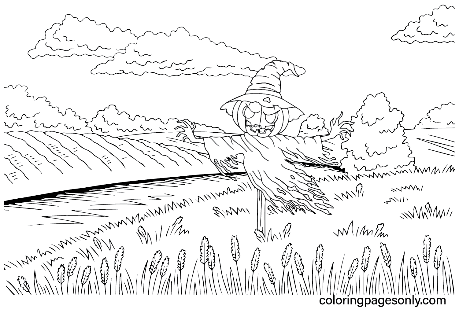 Free Scarecrow Coloring Page from Scarecrow