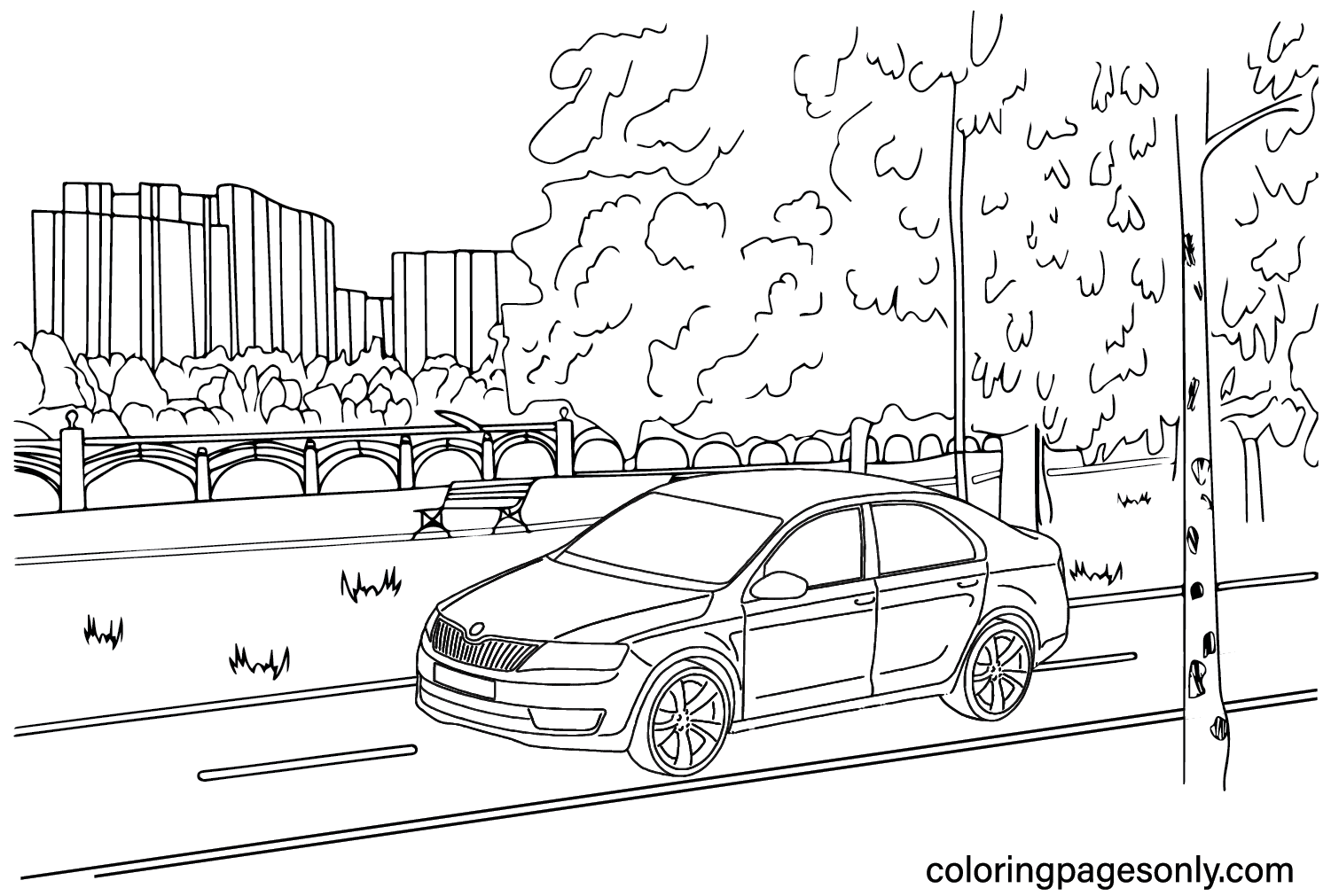 Free Skoda Octavia RS Coloring Page from Skoda